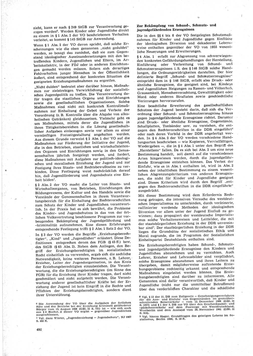 Neue Justiz (NJ), Zeitschrift für Recht und Rechtswissenschaft [Deutsche Demokratische Republik (DDR)], 23. Jahrgang 1969, Seite 486 (NJ DDR 1969, S. 486)
