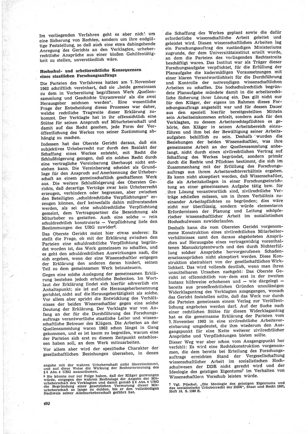 Neue Justiz (NJ), Zeitschrift für Recht und Rechtswissenschaft [Deutsche Demokratische Republik (DDR)], 23. Jahrgang 1969, Seite 492 (NJ DDR 1969, S. 492)