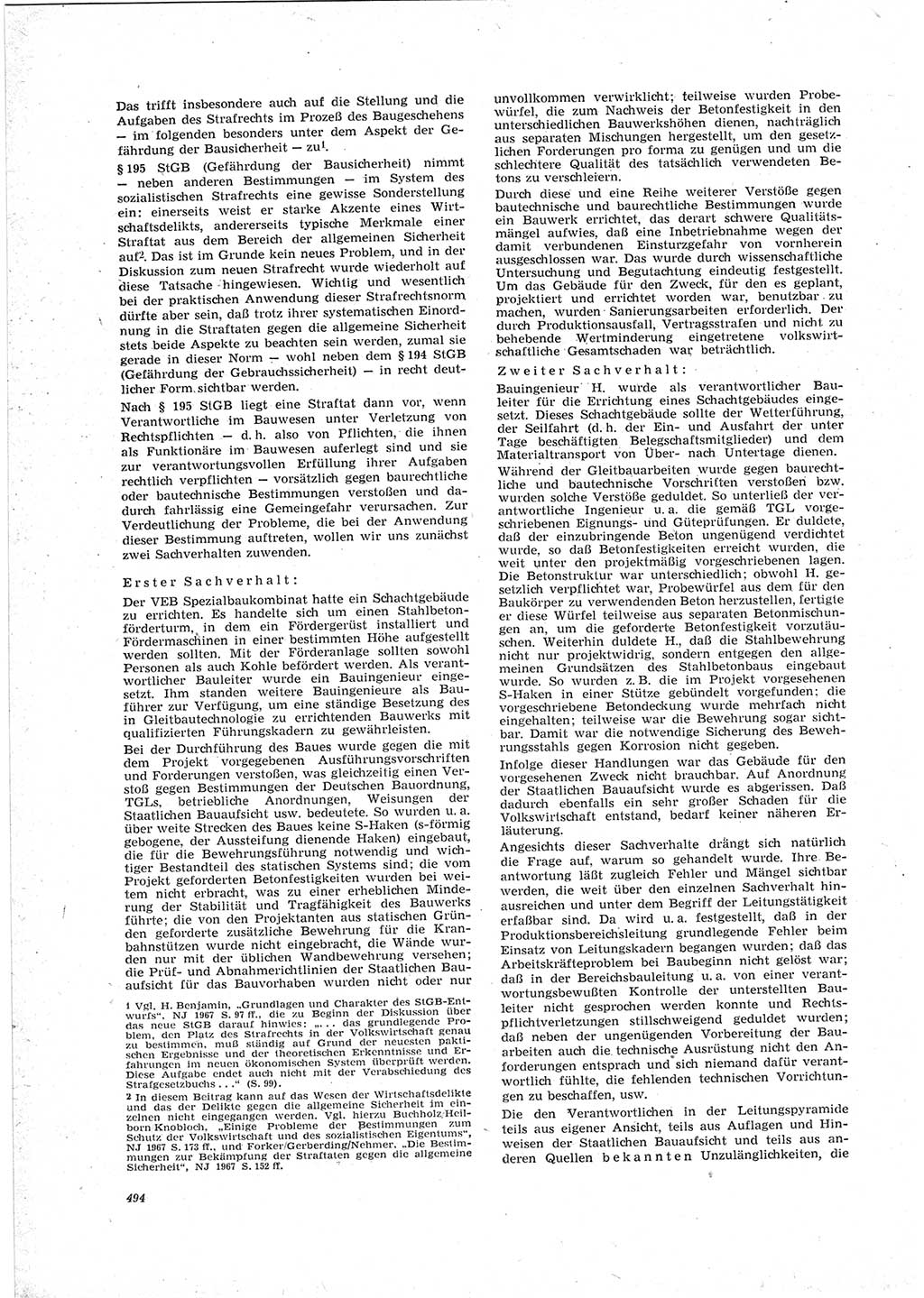 Neue Justiz (NJ), Zeitschrift für Recht und Rechtswissenschaft [Deutsche Demokratische Republik (DDR)], 23. Jahrgang 1969, Seite 494 (NJ DDR 1969, S. 494)