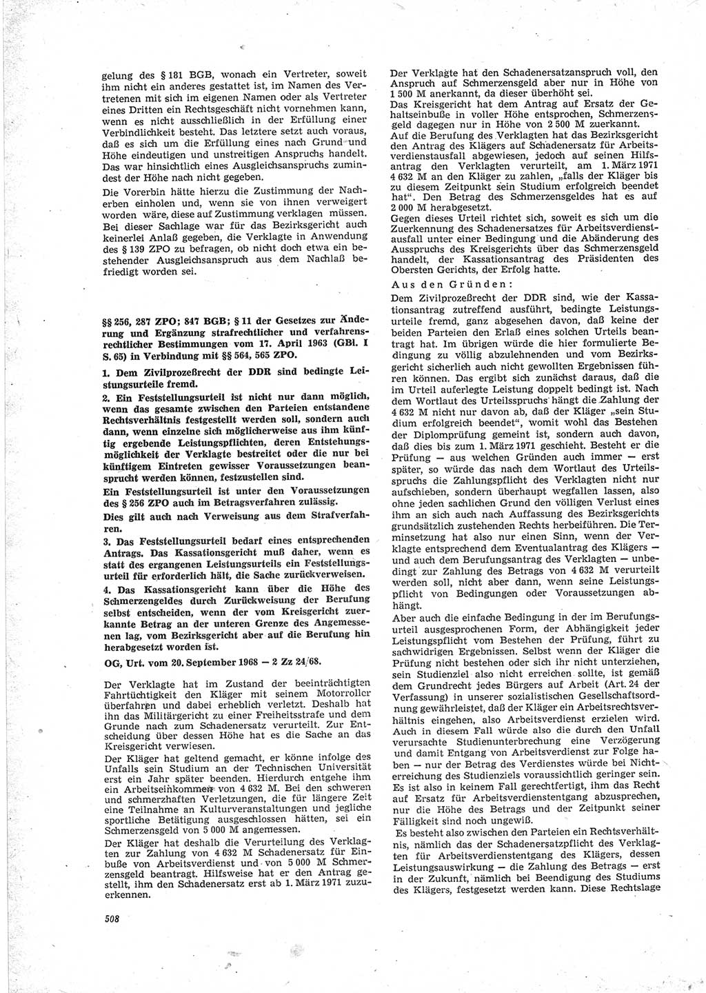 Neue Justiz (NJ), Zeitschrift für Recht und Rechtswissenschaft [Deutsche Demokratische Republik (DDR)], 23. Jahrgang 1969, Seite 508 (NJ DDR 1969, S. 508)