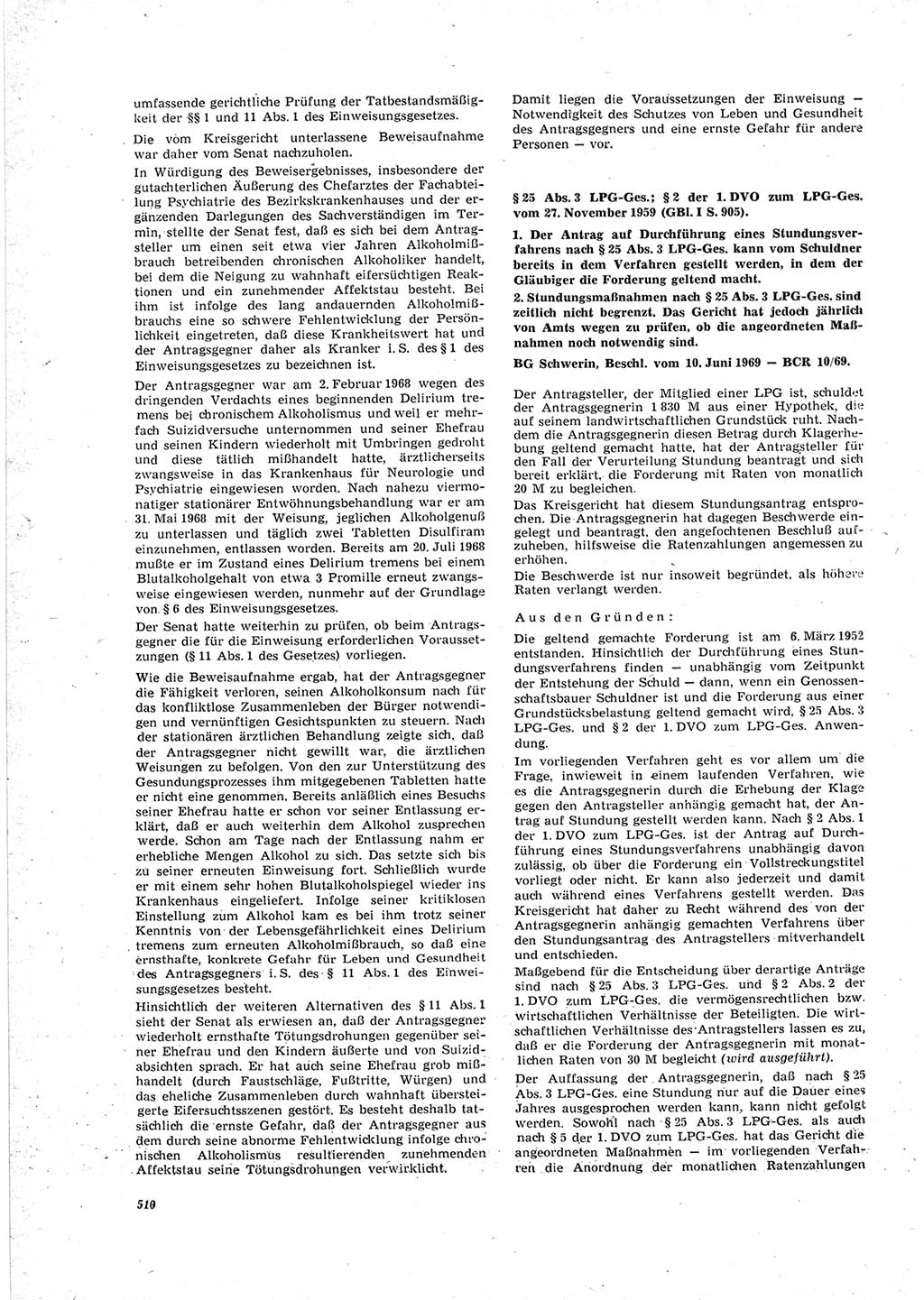 Neue Justiz (NJ), Zeitschrift für Recht und Rechtswissenschaft [Deutsche Demokratische Republik (DDR)], 23. Jahrgang 1969, Seite 510 (NJ DDR 1969, S. 510)