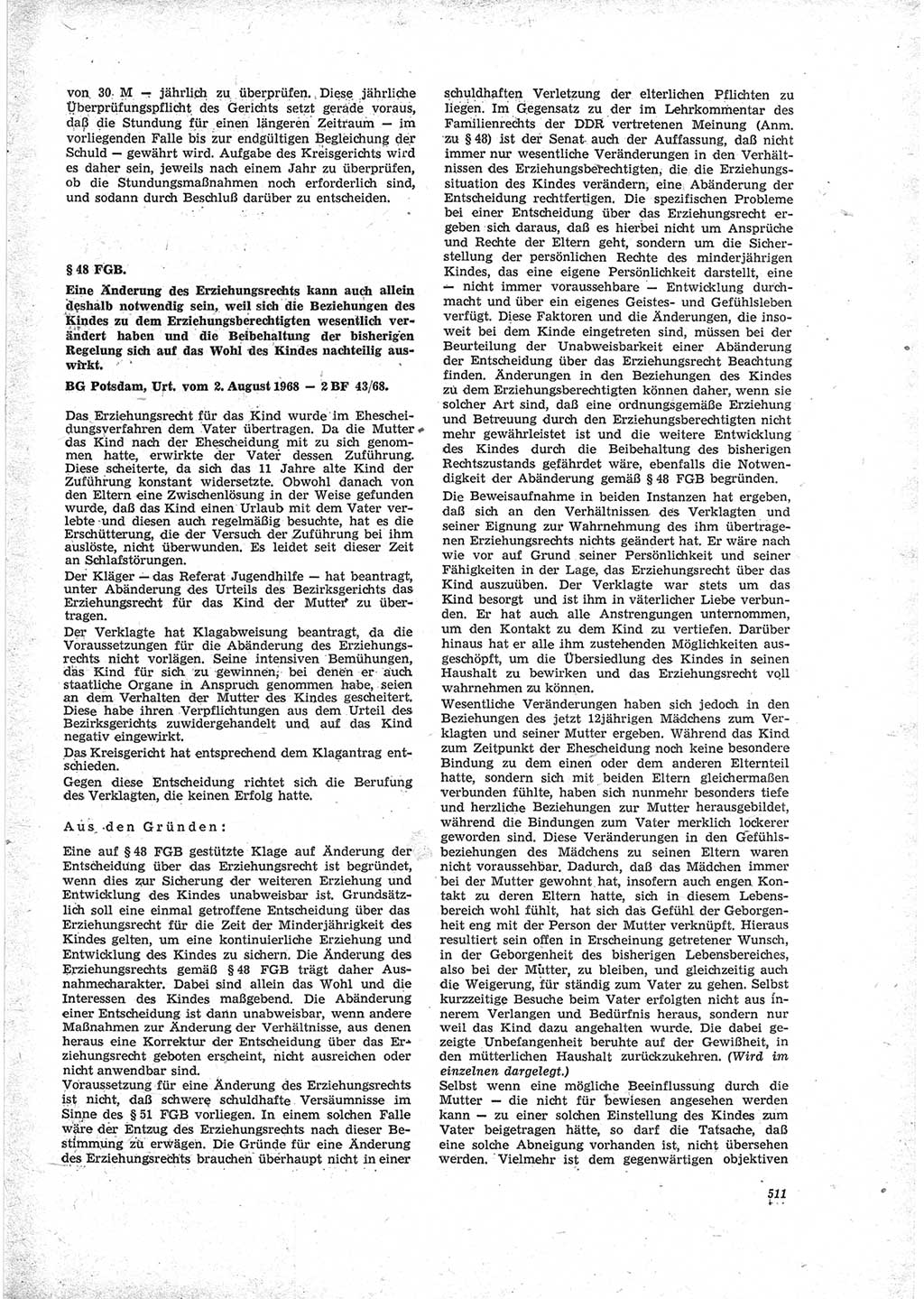 Neue Justiz (NJ), Zeitschrift für Recht und Rechtswissenschaft [Deutsche Demokratische Republik (DDR)], 23. Jahrgang 1969, Seite 511 (NJ DDR 1969, S. 511)