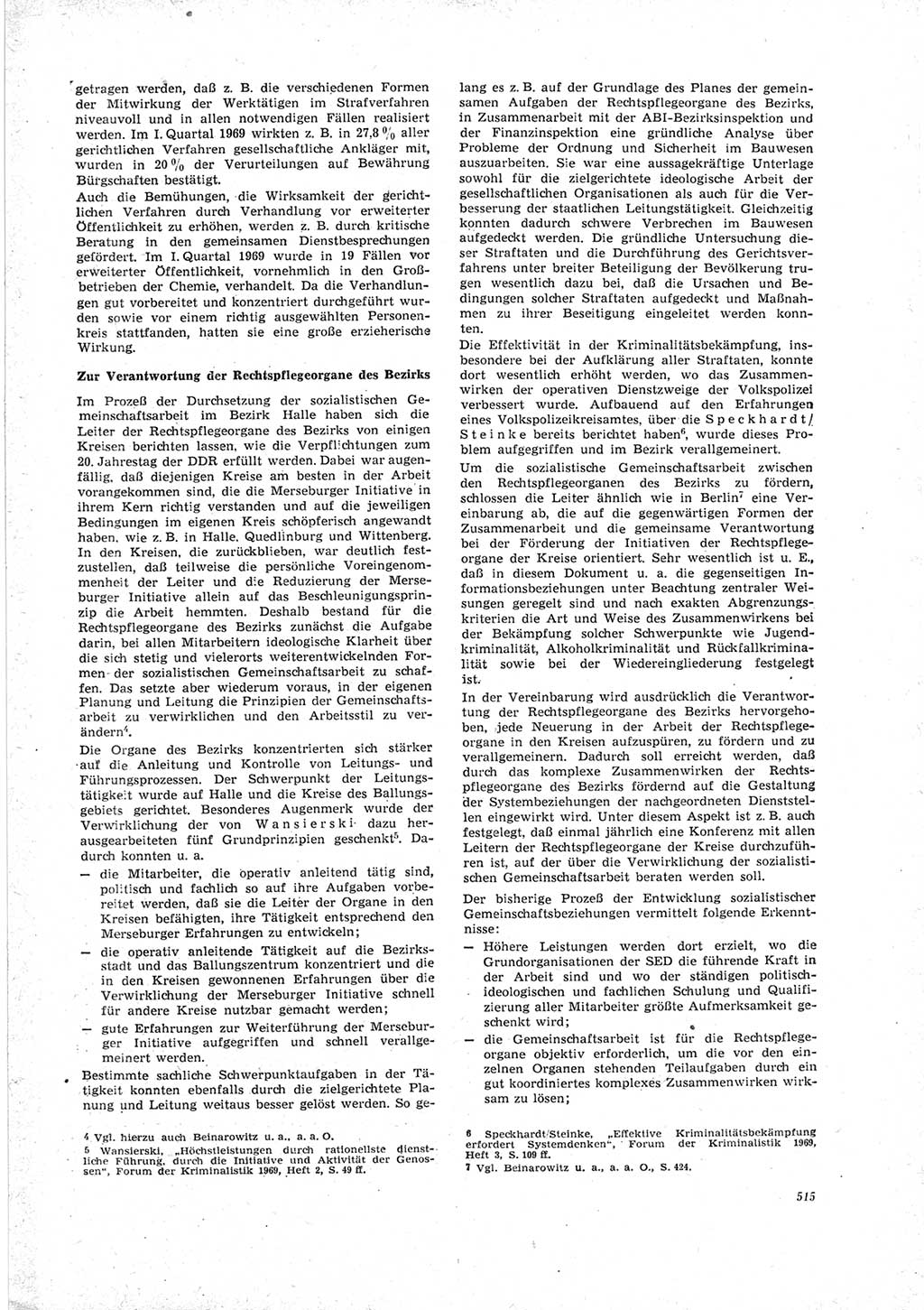 Neue Justiz (NJ), Zeitschrift für Recht und Rechtswissenschaft [Deutsche Demokratische Republik (DDR)], 23. Jahrgang 1969, Seite 515 (NJ DDR 1969, S. 515)