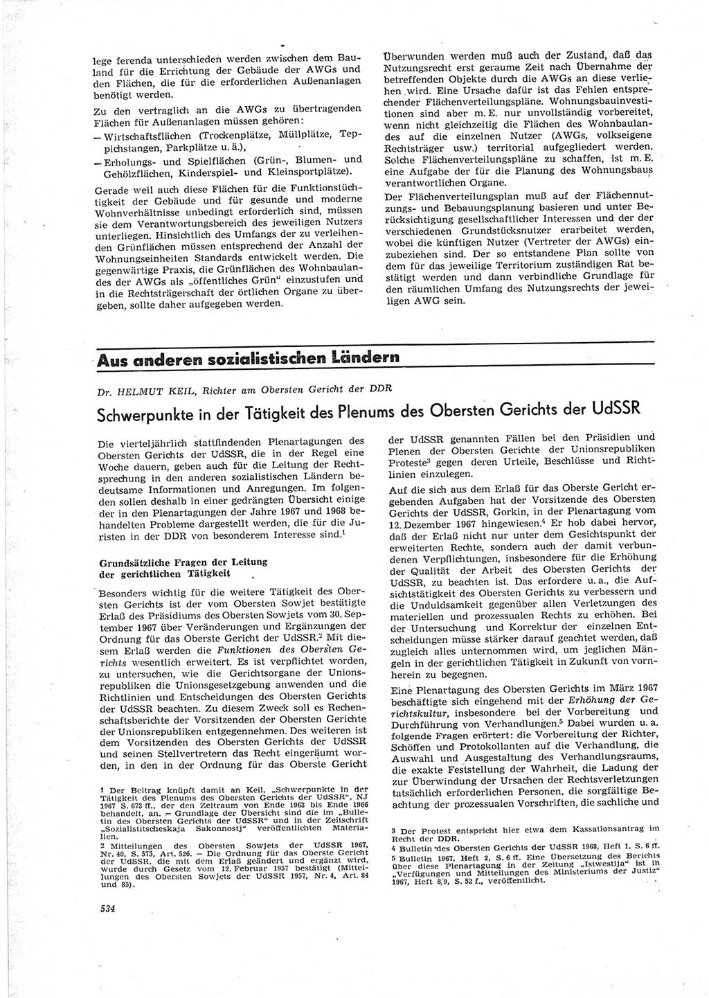 Neue Justiz (NJ), Zeitschrift für Recht und Rechtswissenschaft [Deutsche Demokratische Republik (DDR)], 23. Jahrgang 1969, Seite 534 (NJ DDR 1969, S. 534)