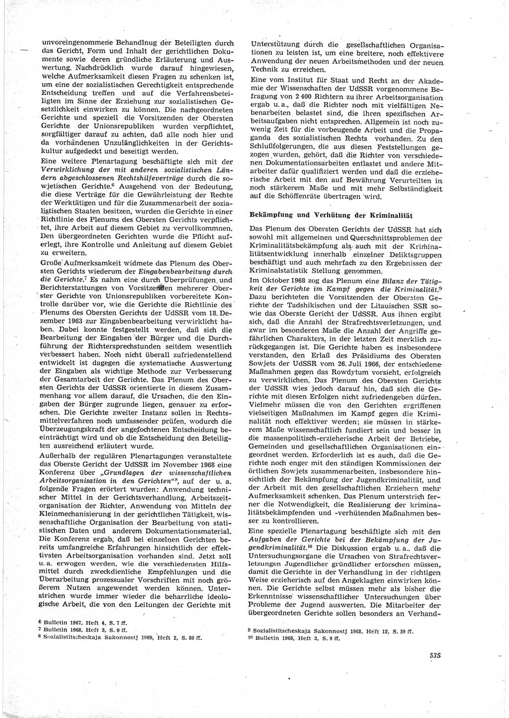 Neue Justiz (NJ), Zeitschrift für Recht und Rechtswissenschaft [Deutsche Demokratische Republik (DDR)], 23. Jahrgang 1969, Seite 535 (NJ DDR 1969, S. 535)