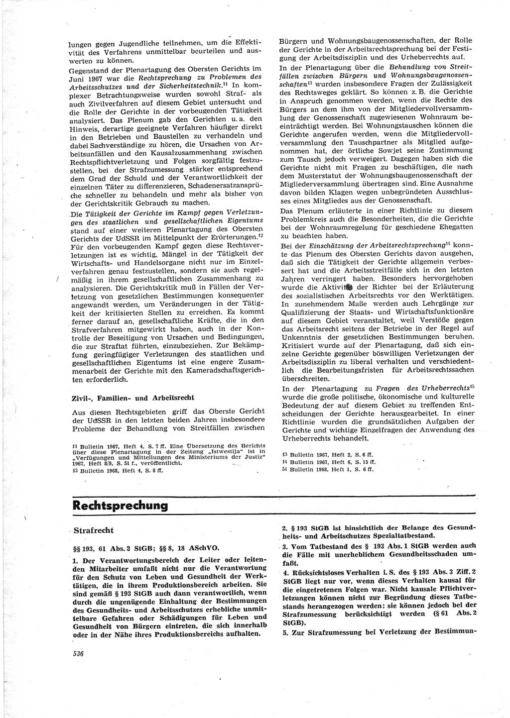 Neue Justiz (NJ), Zeitschrift für Recht und Rechtswissenschaft [Deutsche Demokratische Republik (DDR)], 23. Jahrgang 1969, Seite 536 (NJ DDR 1969, S. 536)