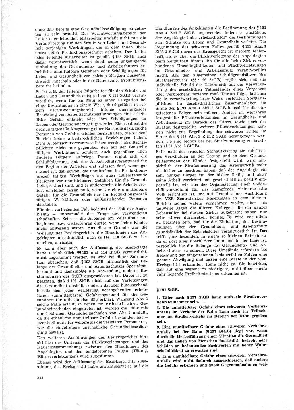 Neue Justiz (NJ), Zeitschrift für Recht und Rechtswissenschaft [Deutsche Demokratische Republik (DDR)], 23. Jahrgang 1969, Seite 538 (NJ DDR 1969, S. 538)