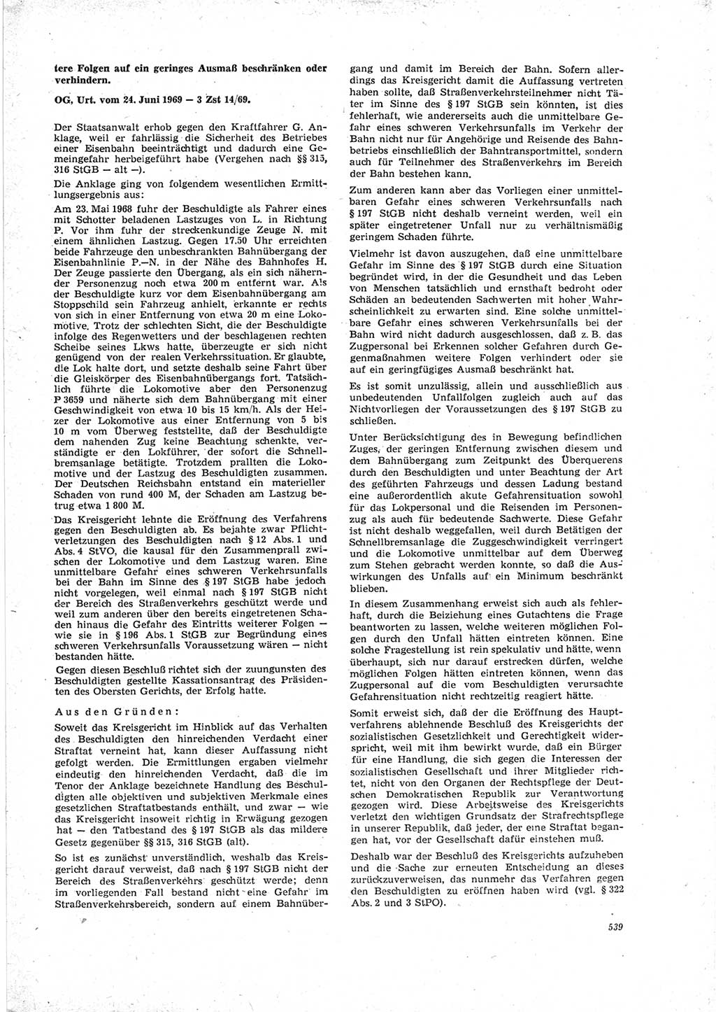 Neue Justiz (NJ), Zeitschrift für Recht und Rechtswissenschaft [Deutsche Demokratische Republik (DDR)], 23. Jahrgang 1969, Seite 539 (NJ DDR 1969, S. 539)