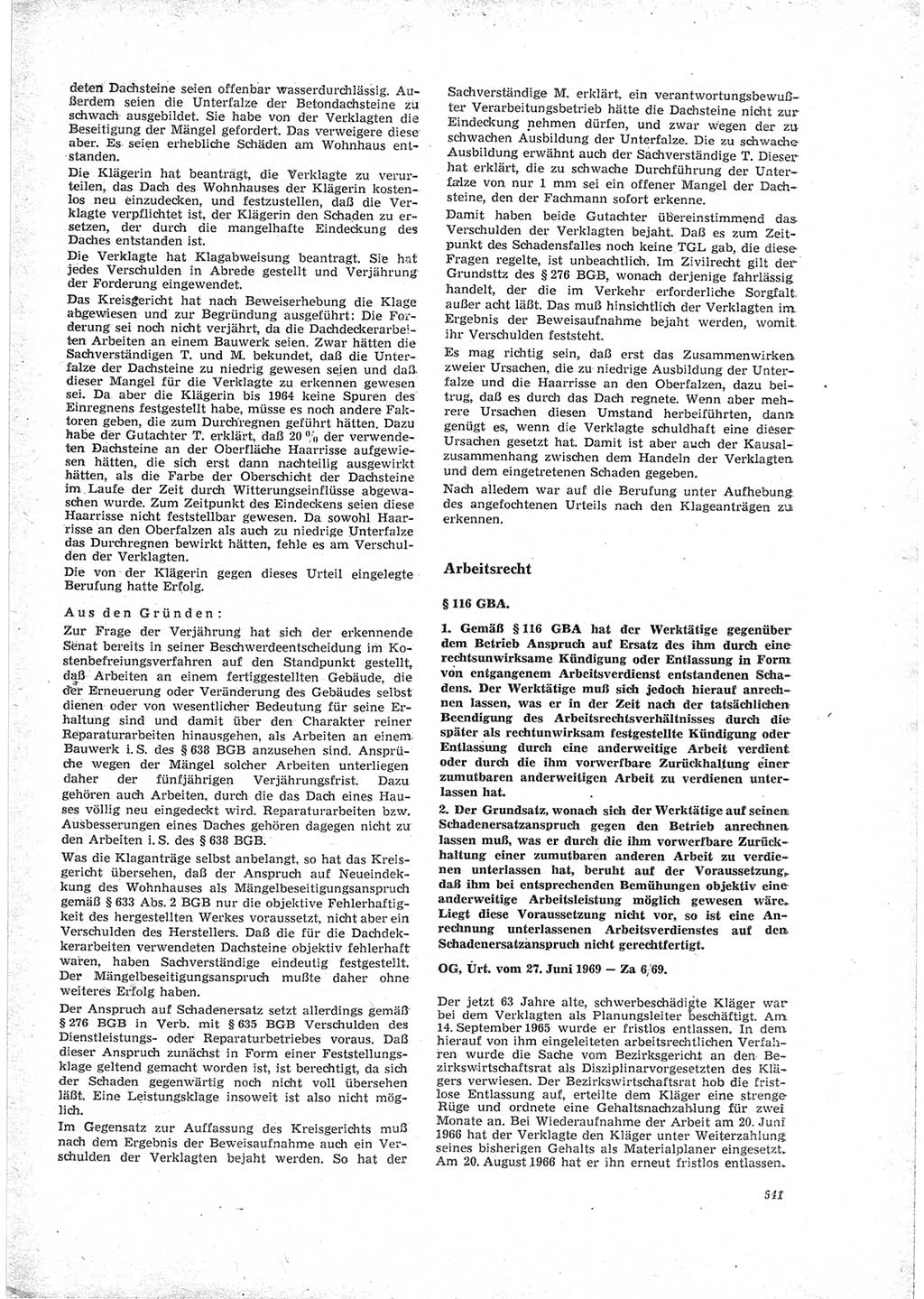 Neue Justiz (NJ), Zeitschrift für Recht und Rechtswissenschaft [Deutsche Demokratische Republik (DDR)], 23. Jahrgang 1969, Seite 541 (NJ DDR 1969, S. 541)