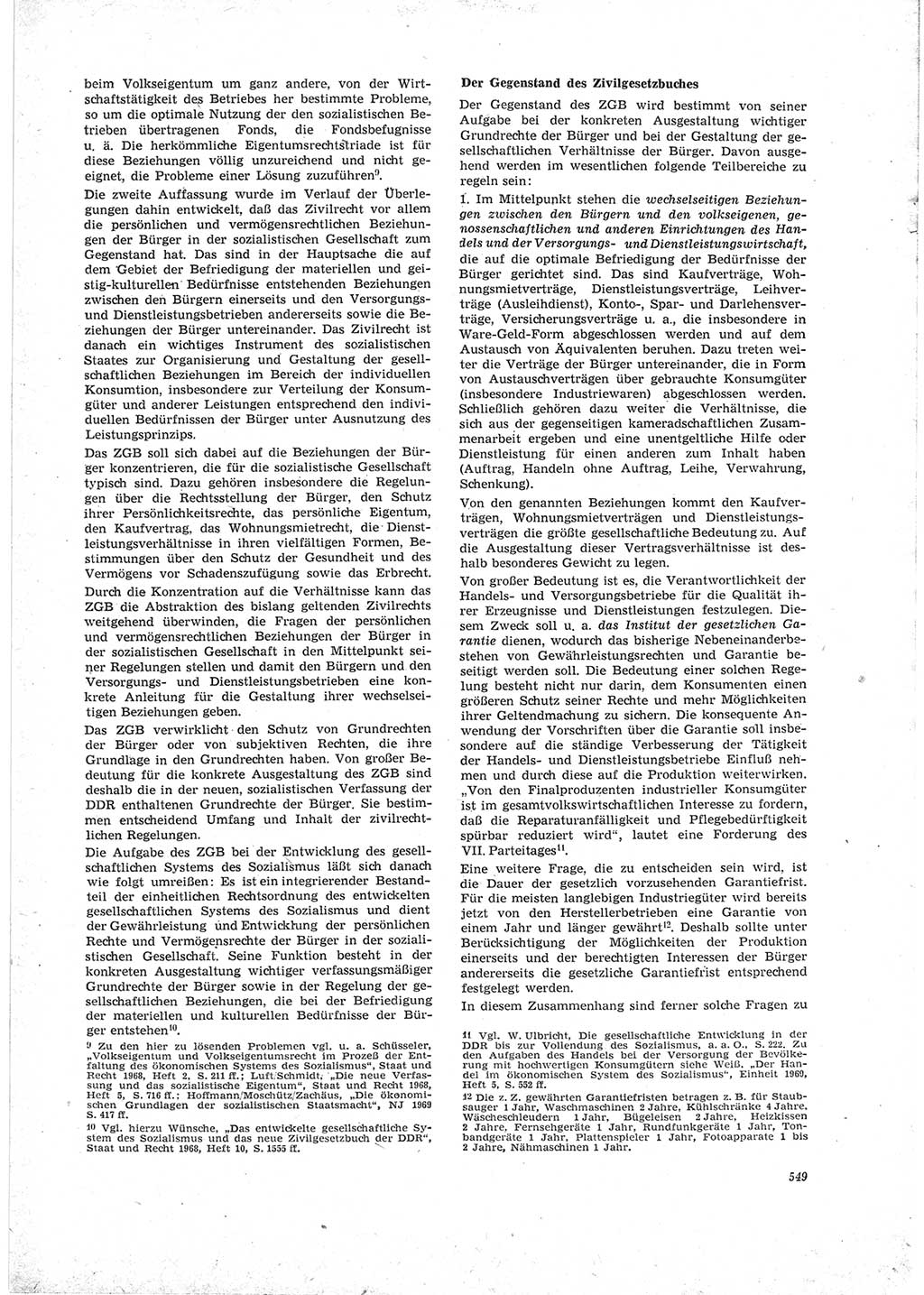 Neue Justiz (NJ), Zeitschrift für Recht und Rechtswissenschaft [Deutsche Demokratische Republik (DDR)], 23. Jahrgang 1969, Seite 549 (NJ DDR 1969, S. 549)