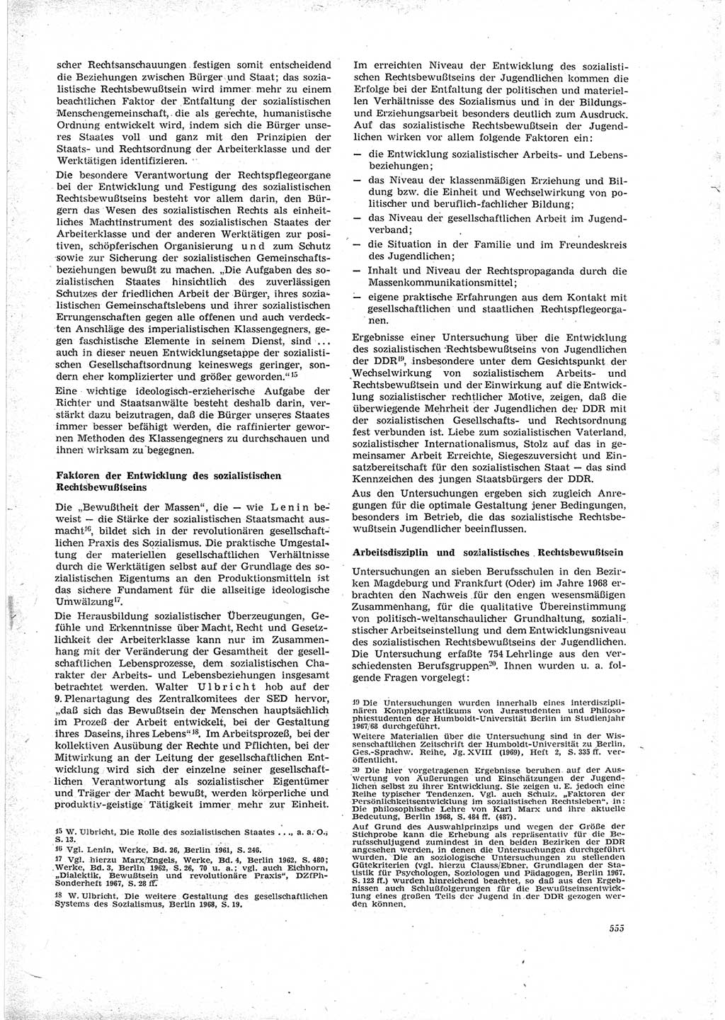 Neue Justiz (NJ), Zeitschrift für Recht und Rechtswissenschaft [Deutsche Demokratische Republik (DDR)], 23. Jahrgang 1969, Seite 555 (NJ DDR 1969, S. 555)