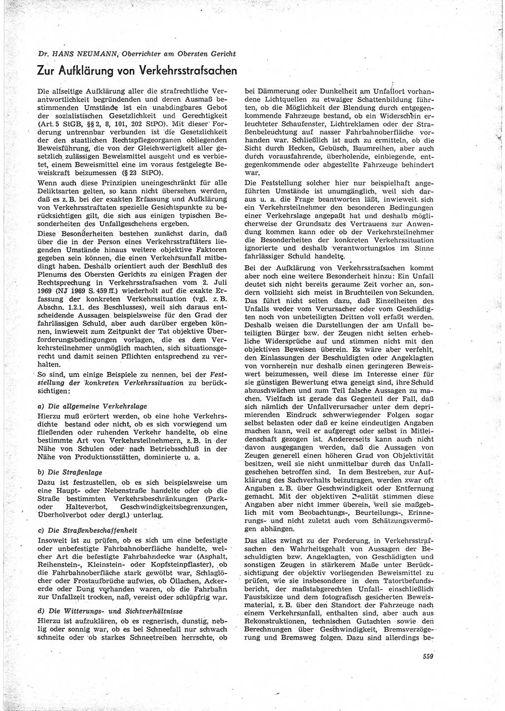 Neue Justiz (NJ), Zeitschrift für Recht und Rechtswissenschaft [Deutsche Demokratische Republik (DDR)], 23. Jahrgang 1969, Seite 559 (NJ DDR 1969, S. 559)
