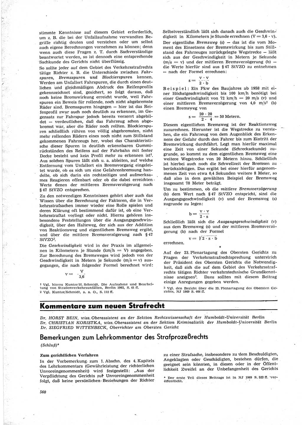 Neue Justiz (NJ), Zeitschrift für Recht und Rechtswissenschaft [Deutsche Demokratische Republik (DDR)], 23. Jahrgang 1969, Seite 560 (NJ DDR 1969, S. 560)