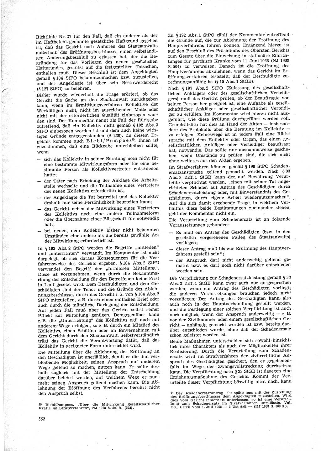 Neue Justiz (NJ), Zeitschrift für Recht und Rechtswissenschaft [Deutsche Demokratische Republik (DDR)], 23. Jahrgang 1969, Seite 562 (NJ DDR 1969, S. 562)