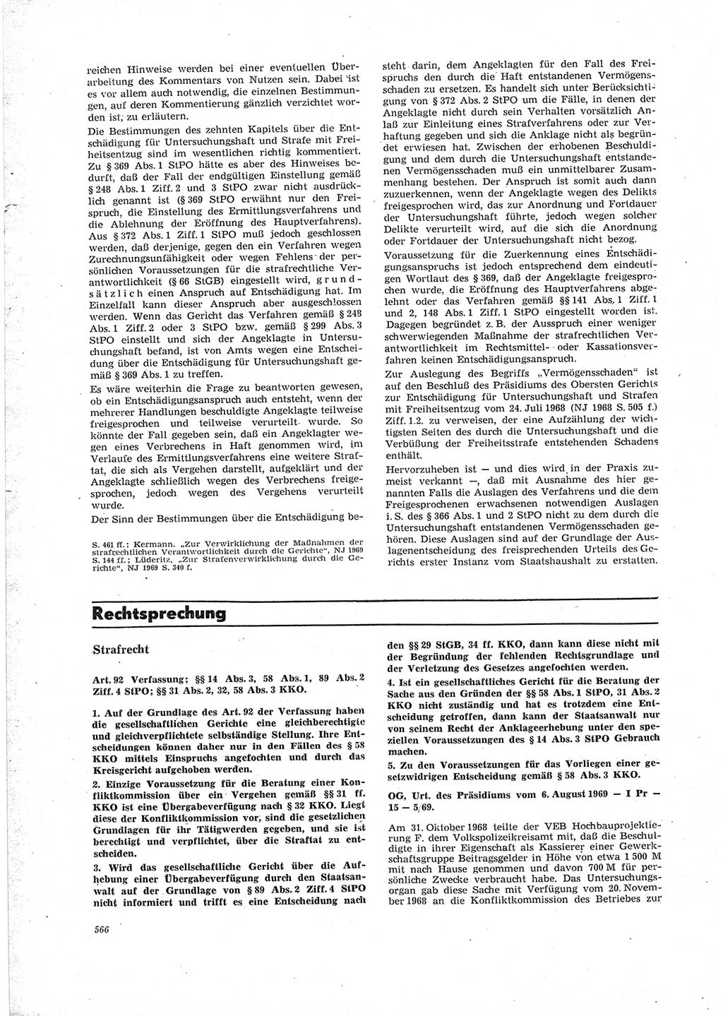 Neue Justiz (NJ), Zeitschrift für Recht und Rechtswissenschaft [Deutsche Demokratische Republik (DDR)], 23. Jahrgang 1969, Seite 566 (NJ DDR 1969, S. 566)