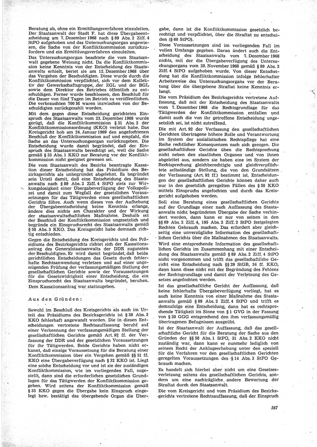 Neue Justiz (NJ), Zeitschrift für Recht und Rechtswissenschaft [Deutsche Demokratische Republik (DDR)], 23. Jahrgang 1969, Seite 567 (NJ DDR 1969, S. 567)