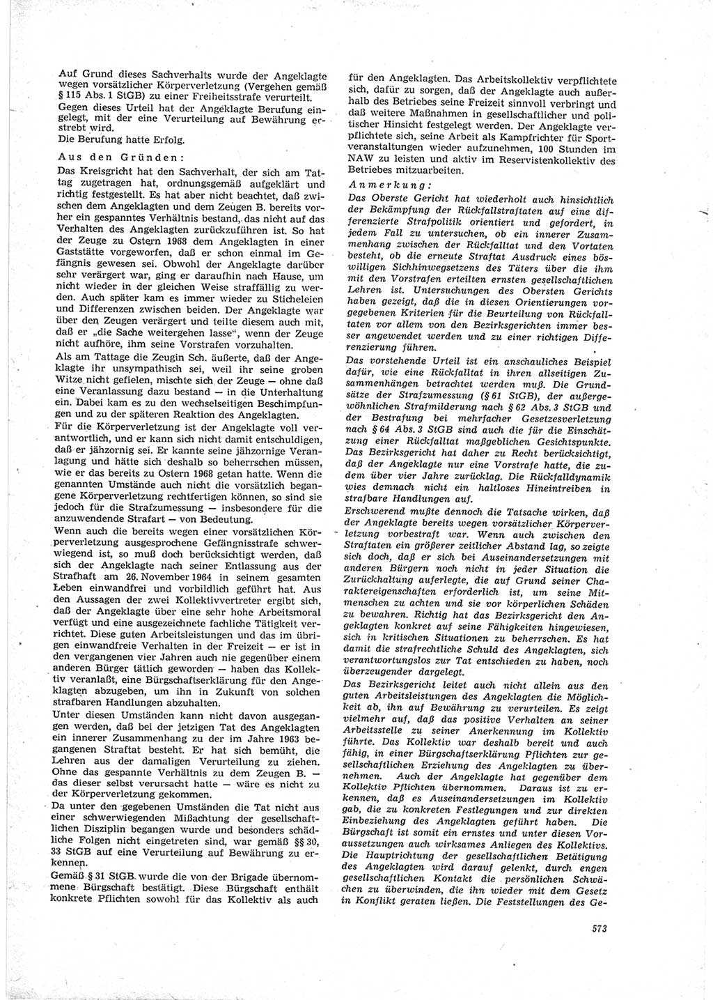 Neue Justiz (NJ), Zeitschrift für Recht und Rechtswissenschaft [Deutsche Demokratische Republik (DDR)], 23. Jahrgang 1969, Seite 573 (NJ DDR 1969, S. 573)