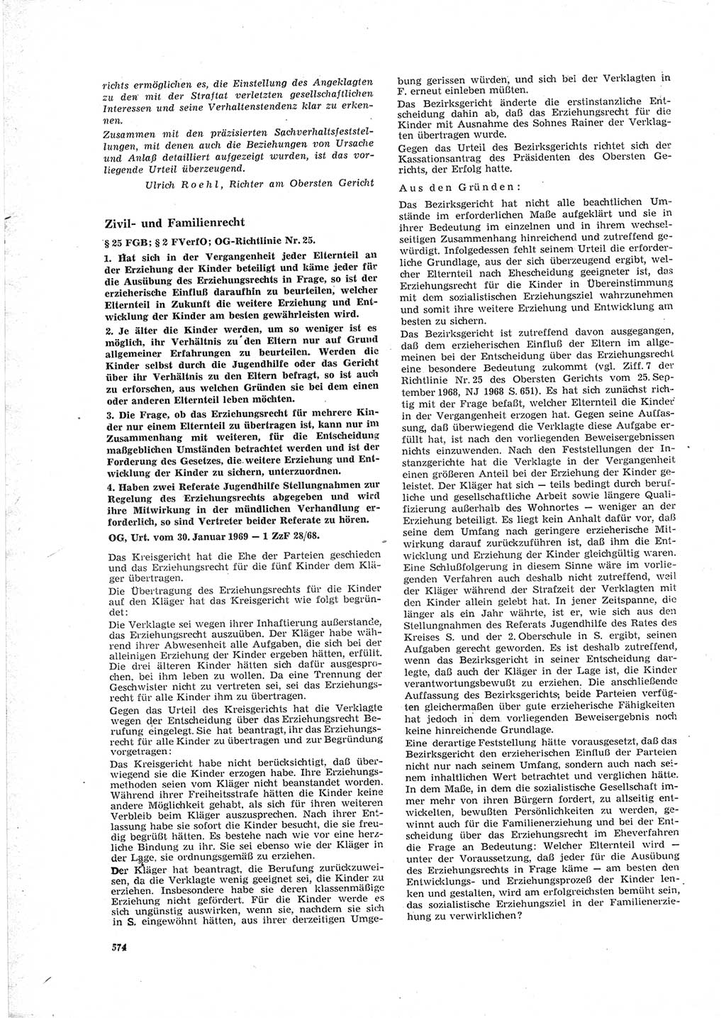 Neue Justiz (NJ), Zeitschrift für Recht und Rechtswissenschaft [Deutsche Demokratische Republik (DDR)], 23. Jahrgang 1969, Seite 574 (NJ DDR 1969, S. 574)