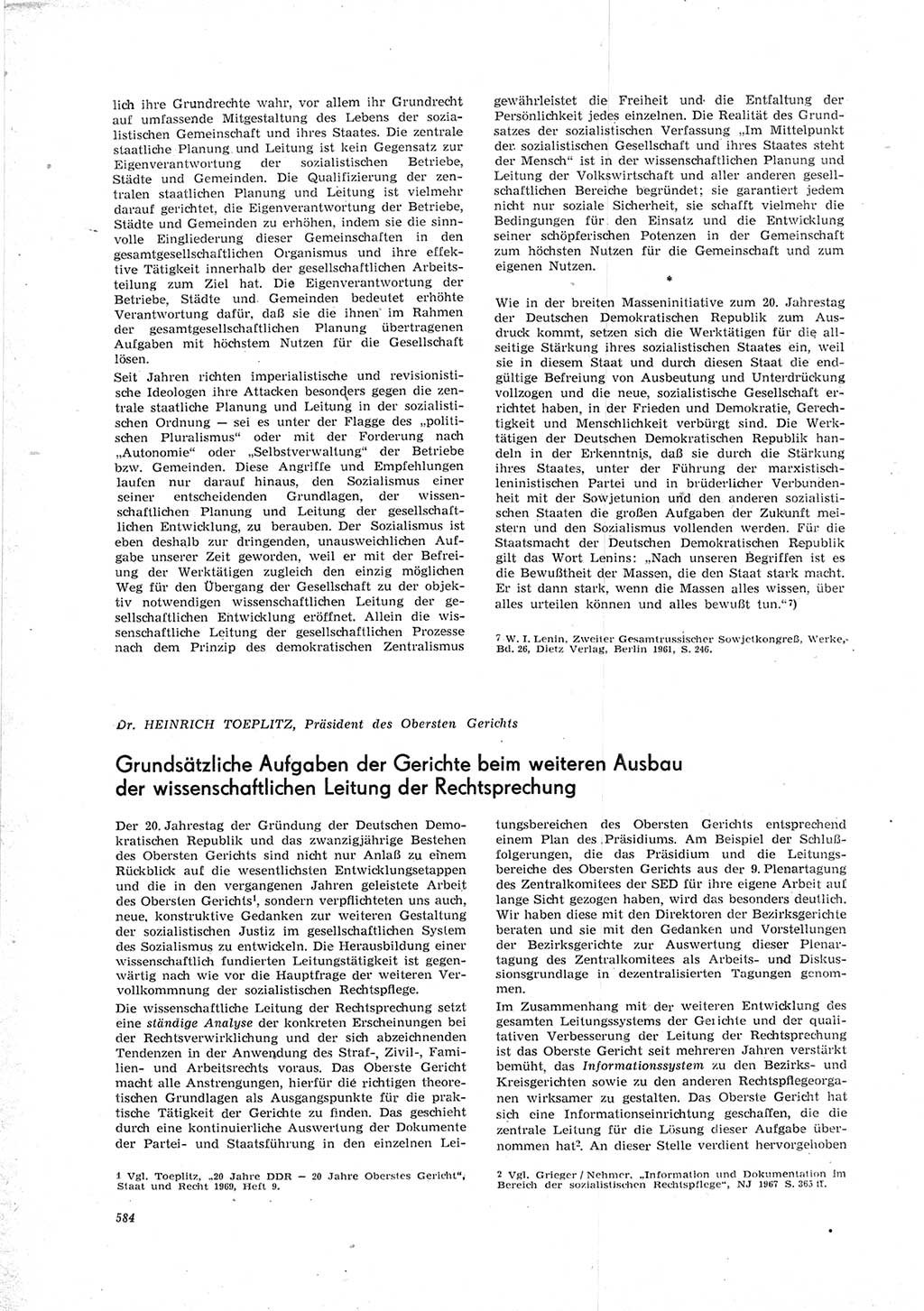 Neue Justiz (NJ), Zeitschrift für Recht und Rechtswissenschaft [Deutsche Demokratische Republik (DDR)], 23. Jahrgang 1969, Seite 584 (NJ DDR 1969, S. 584)