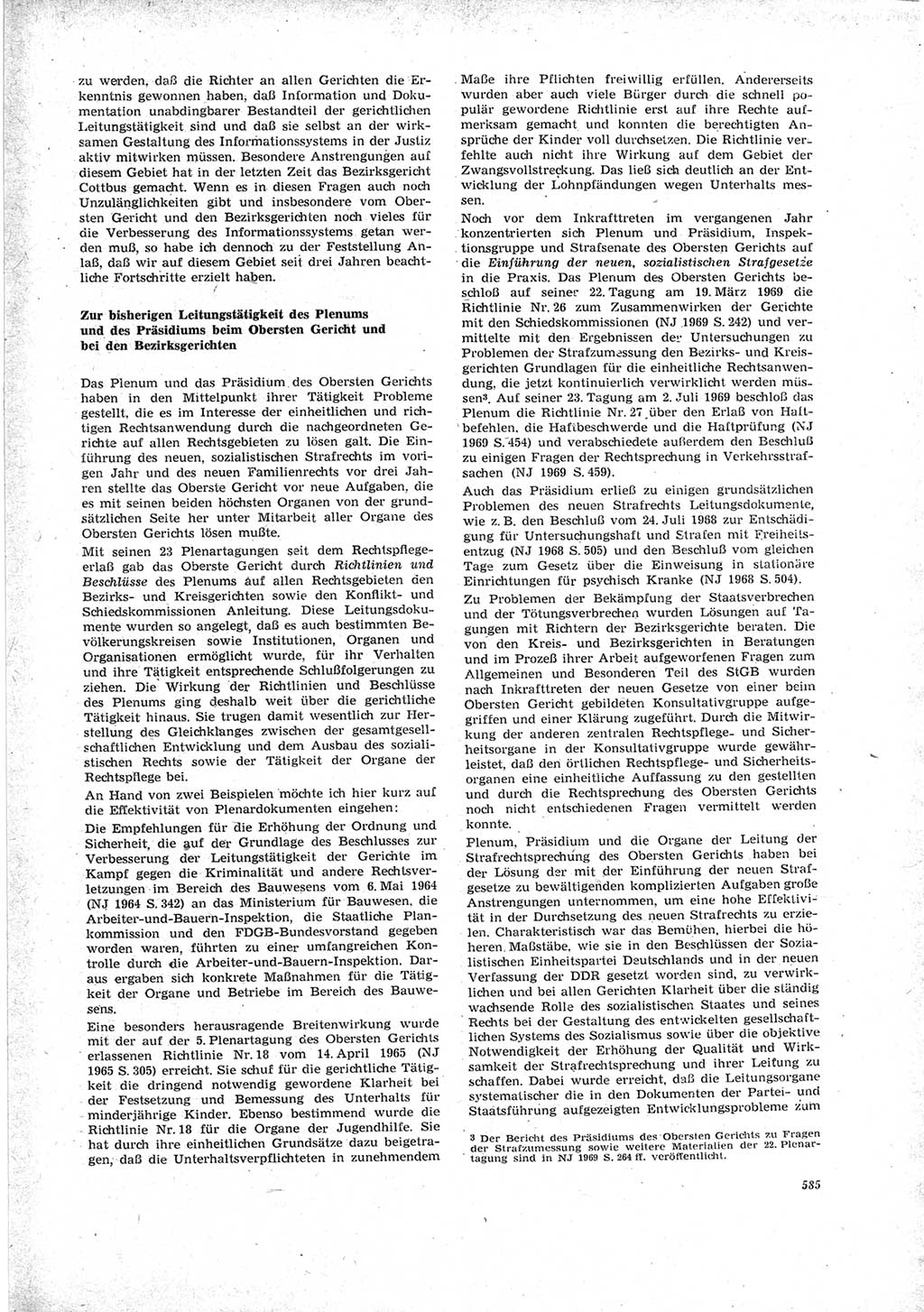 Neue Justiz (NJ), Zeitschrift für Recht und Rechtswissenschaft [Deutsche Demokratische Republik (DDR)], 23. Jahrgang 1969, Seite 585 (NJ DDR 1969, S. 585)