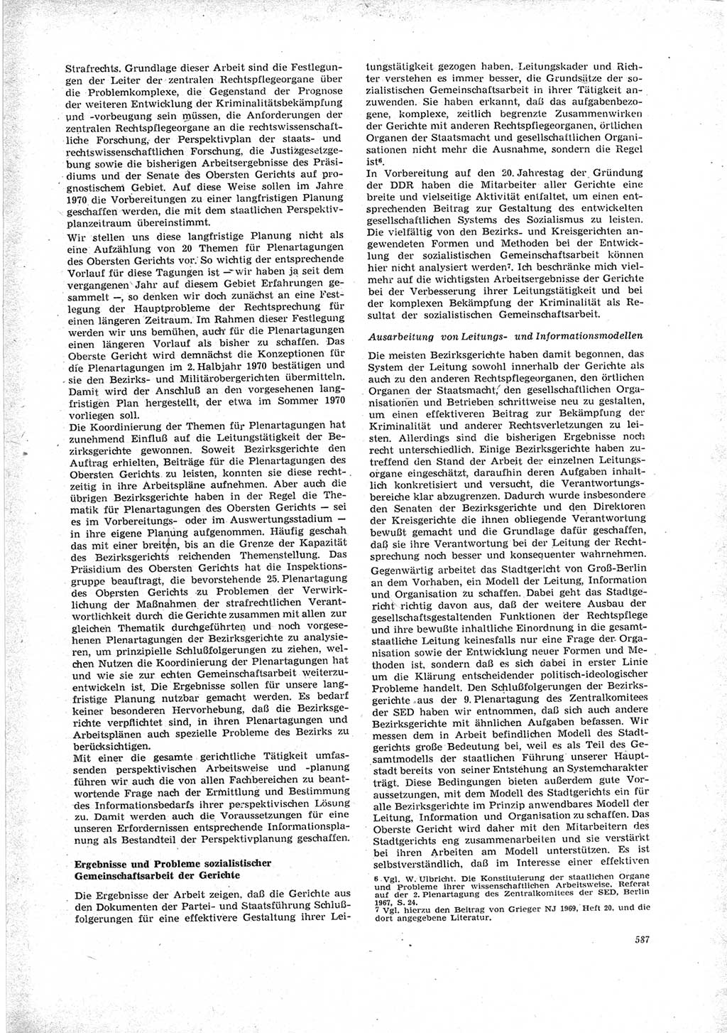 Neue Justiz (NJ), Zeitschrift für Recht und Rechtswissenschaft [Deutsche Demokratische Republik (DDR)], 23. Jahrgang 1969, Seite 587 (NJ DDR 1969, S. 587)