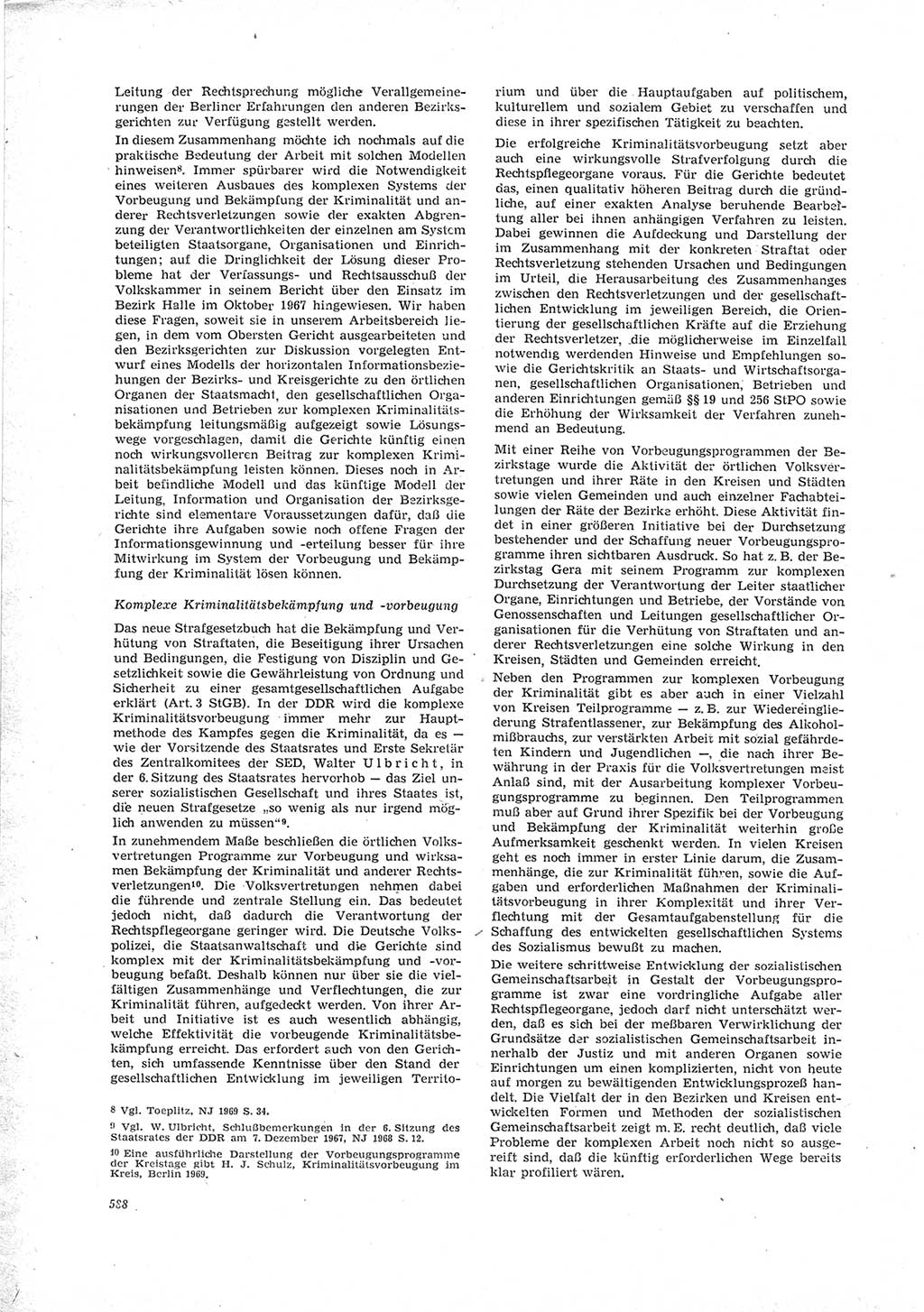 Neue Justiz (NJ), Zeitschrift für Recht und Rechtswissenschaft [Deutsche Demokratische Republik (DDR)], 23. Jahrgang 1969, Seite 588 (NJ DDR 1969, S. 588)
