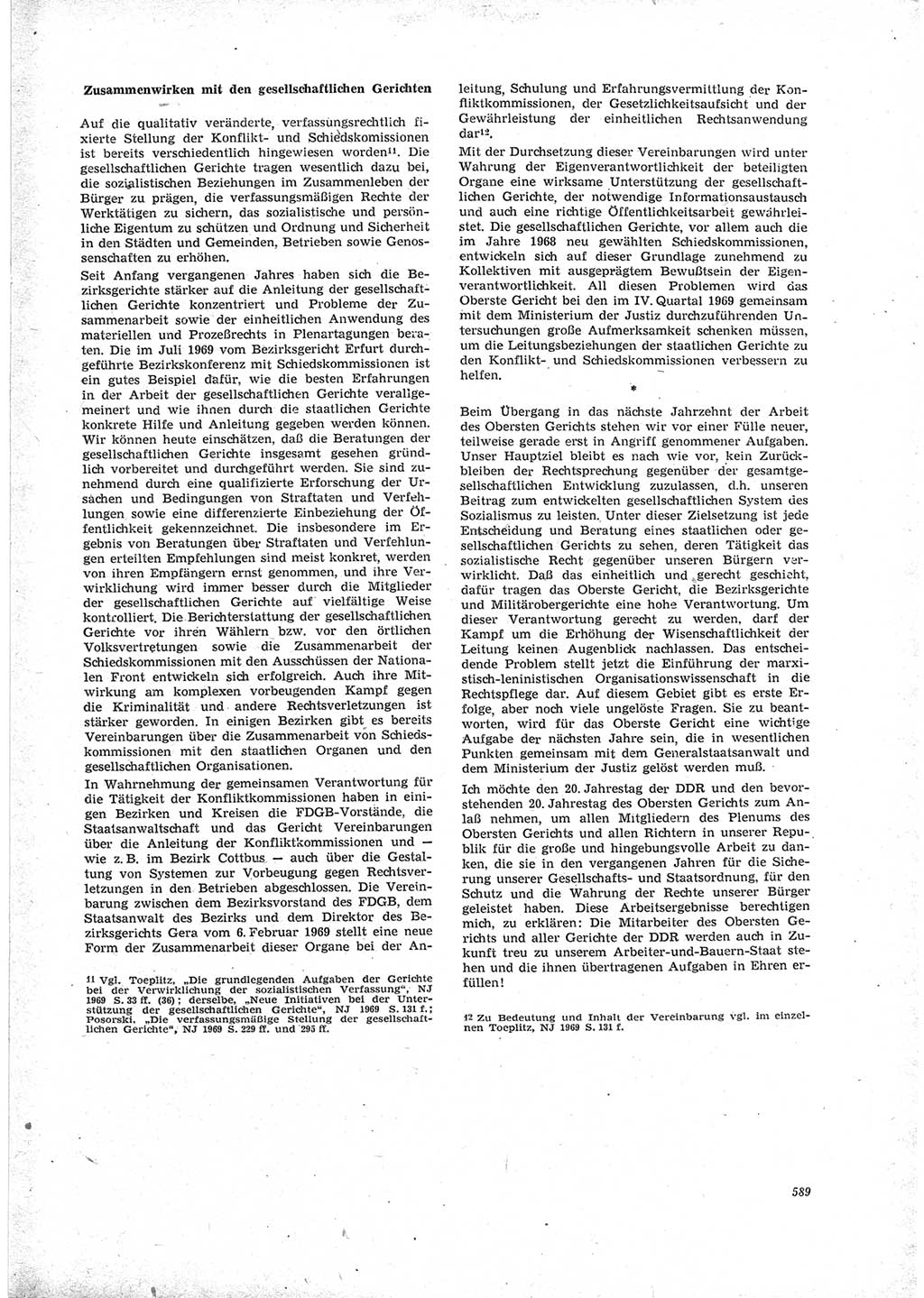 Neue Justiz (NJ), Zeitschrift für Recht und Rechtswissenschaft [Deutsche Demokratische Republik (DDR)], 23. Jahrgang 1969, Seite 589 (NJ DDR 1969, S. 589)