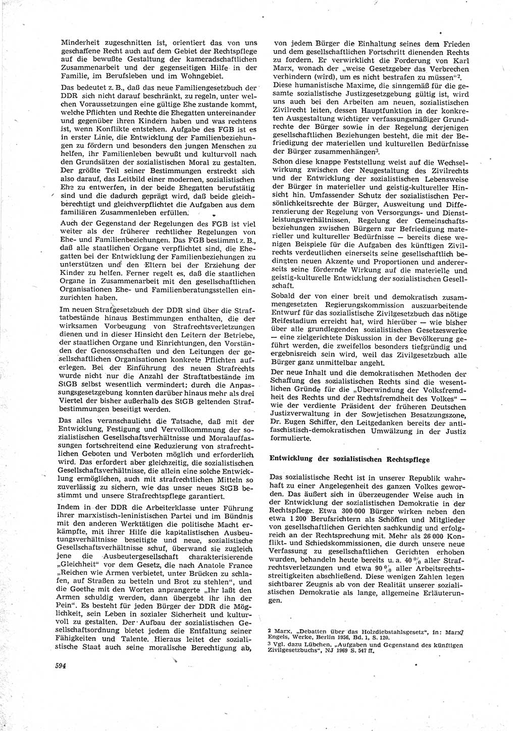 Neue Justiz (NJ), Zeitschrift für Recht und Rechtswissenschaft [Deutsche Demokratische Republik (DDR)], 23. Jahrgang 1969, Seite 594 (NJ DDR 1969, S. 594)
