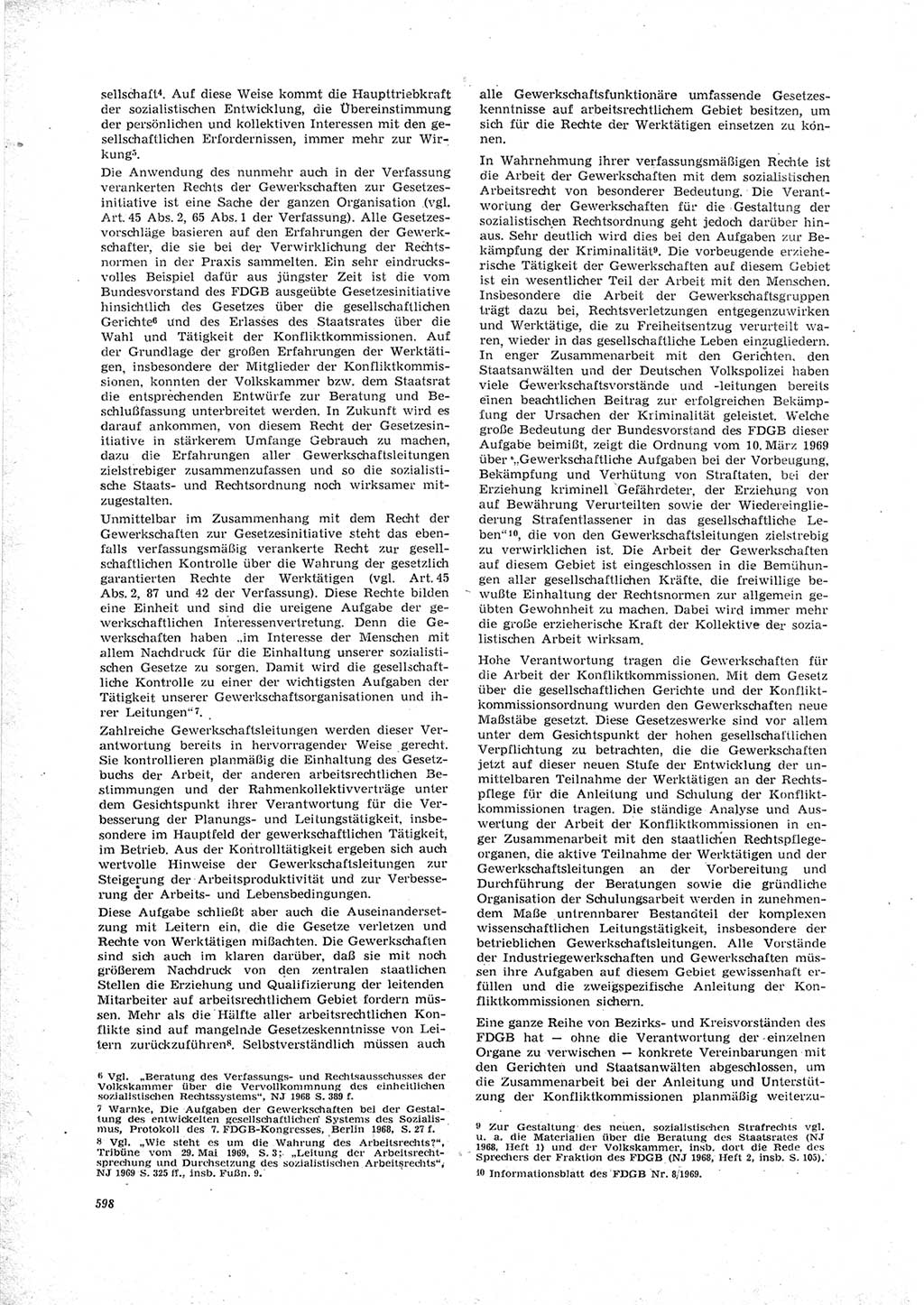 Neue Justiz (NJ), Zeitschrift für Recht und Rechtswissenschaft [Deutsche Demokratische Republik (DDR)], 23. Jahrgang 1969, Seite 598 (NJ DDR 1969, S. 598)