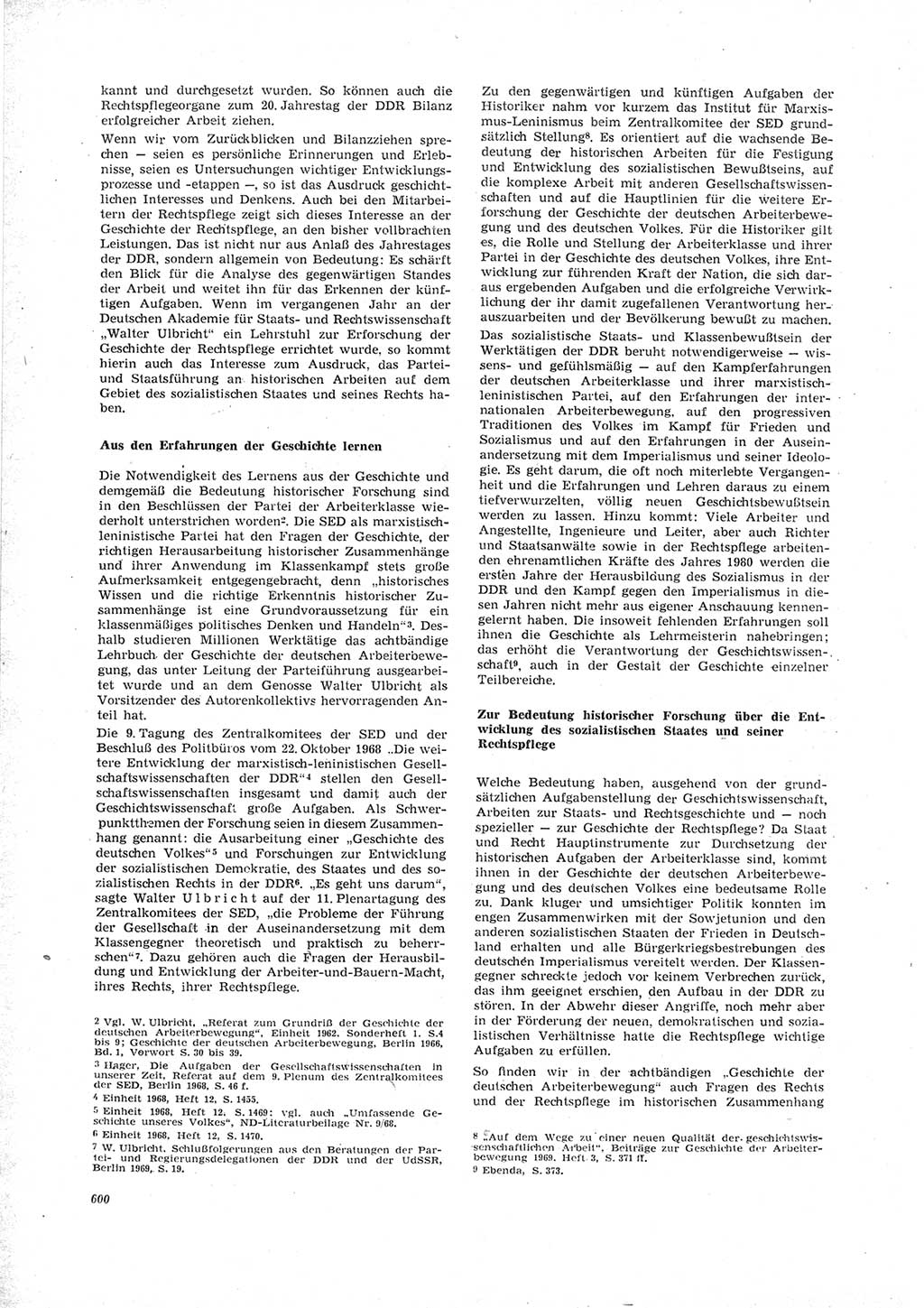 Neue Justiz (NJ), Zeitschrift für Recht und Rechtswissenschaft [Deutsche Demokratische Republik (DDR)], 23. Jahrgang 1969, Seite 600 (NJ DDR 1969, S. 600)