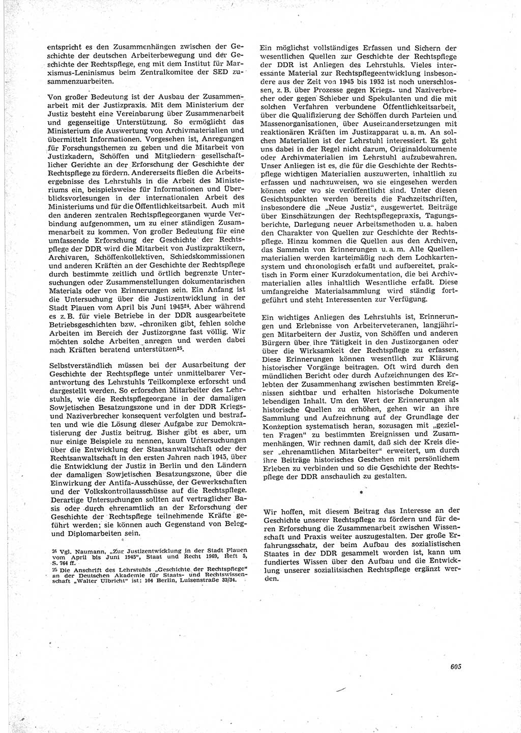 Neue Justiz (NJ), Zeitschrift für Recht und Rechtswissenschaft [Deutsche Demokratische Republik (DDR)], 23. Jahrgang 1969, Seite 605 (NJ DDR 1969, S. 605)