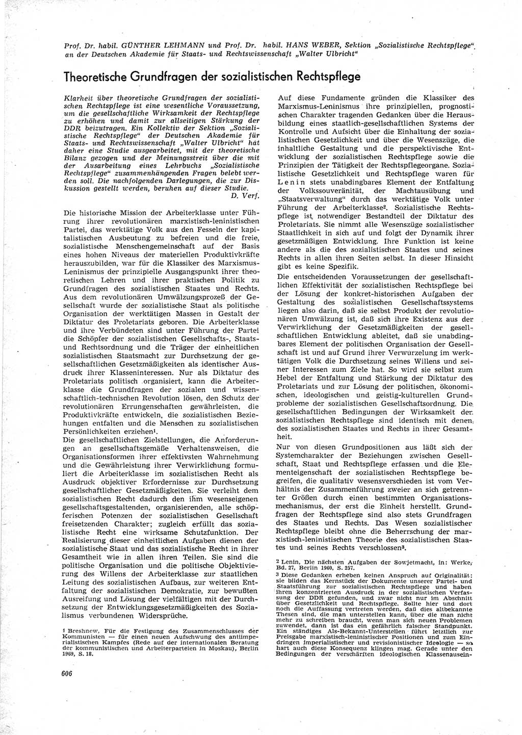 Neue Justiz (NJ), Zeitschrift für Recht und Rechtswissenschaft [Deutsche Demokratische Republik (DDR)], 23. Jahrgang 1969, Seite 606 (NJ DDR 1969, S. 606)