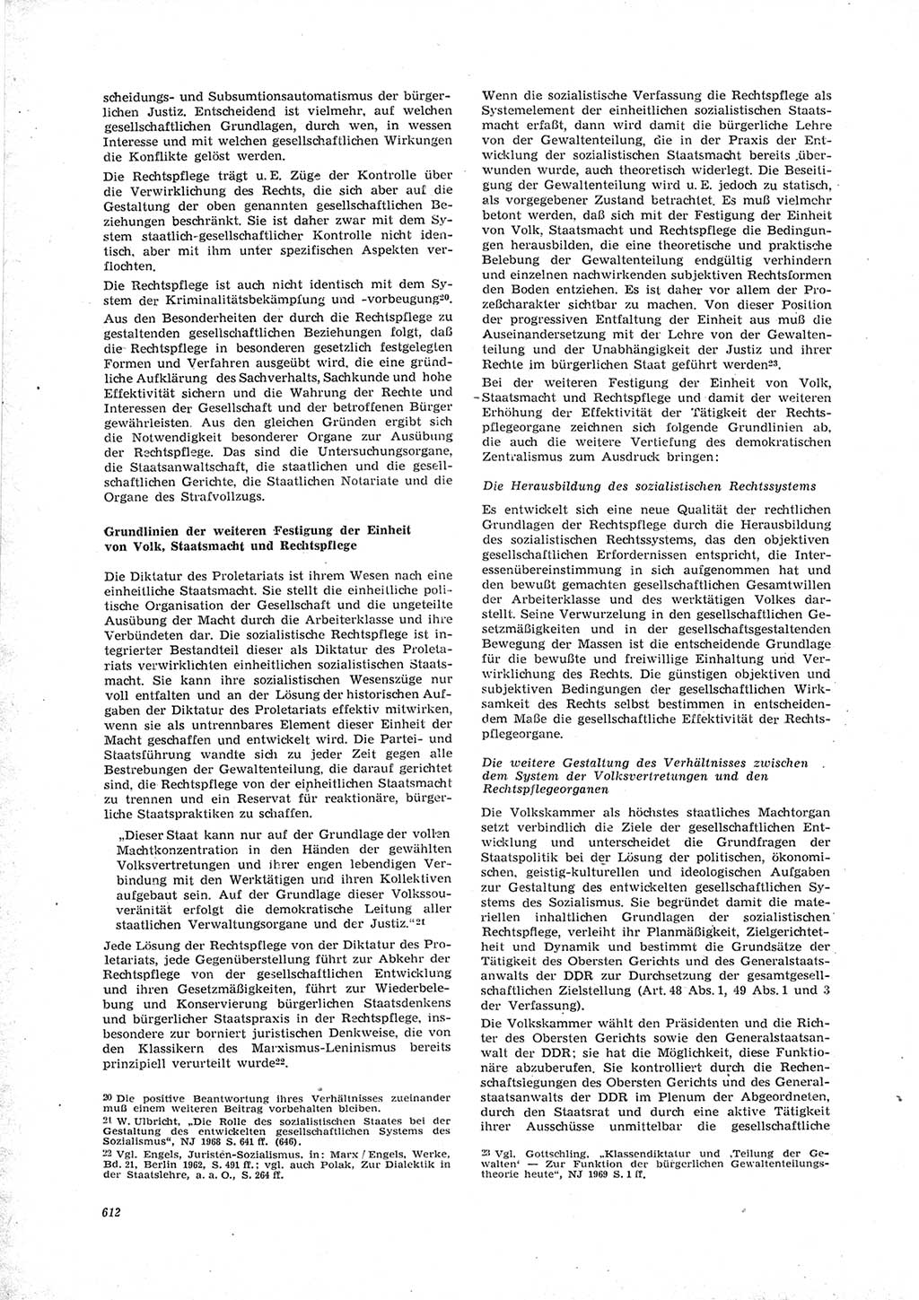 Neue Justiz (NJ), Zeitschrift für Recht und Rechtswissenschaft [Deutsche Demokratische Republik (DDR)], 23. Jahrgang 1969, Seite 612 (NJ DDR 1969, S. 612)
