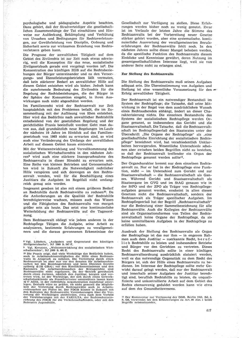Neue Justiz (NJ), Zeitschrift für Recht und Rechtswissenschaft [Deutsche Demokratische Republik (DDR)], 23. Jahrgang 1969, Seite 617 (NJ DDR 1969, S. 617)
