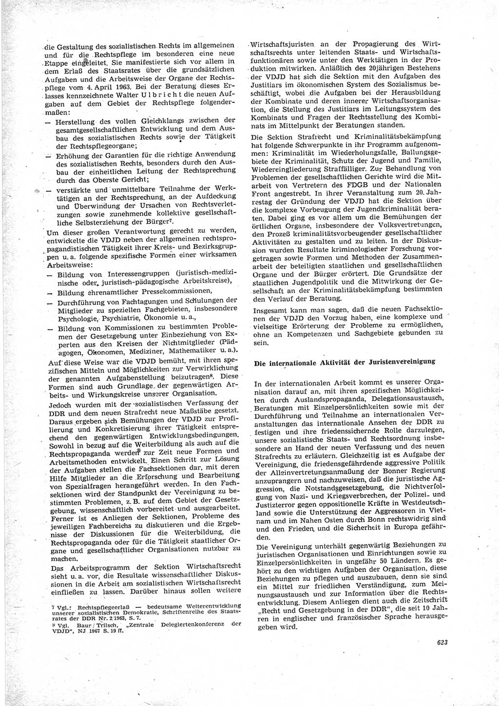 Neue Justiz (NJ), Zeitschrift für Recht und Rechtswissenschaft [Deutsche Demokratische Republik (DDR)], 23. Jahrgang 1969, Seite 623 (NJ DDR 1969, S. 623)