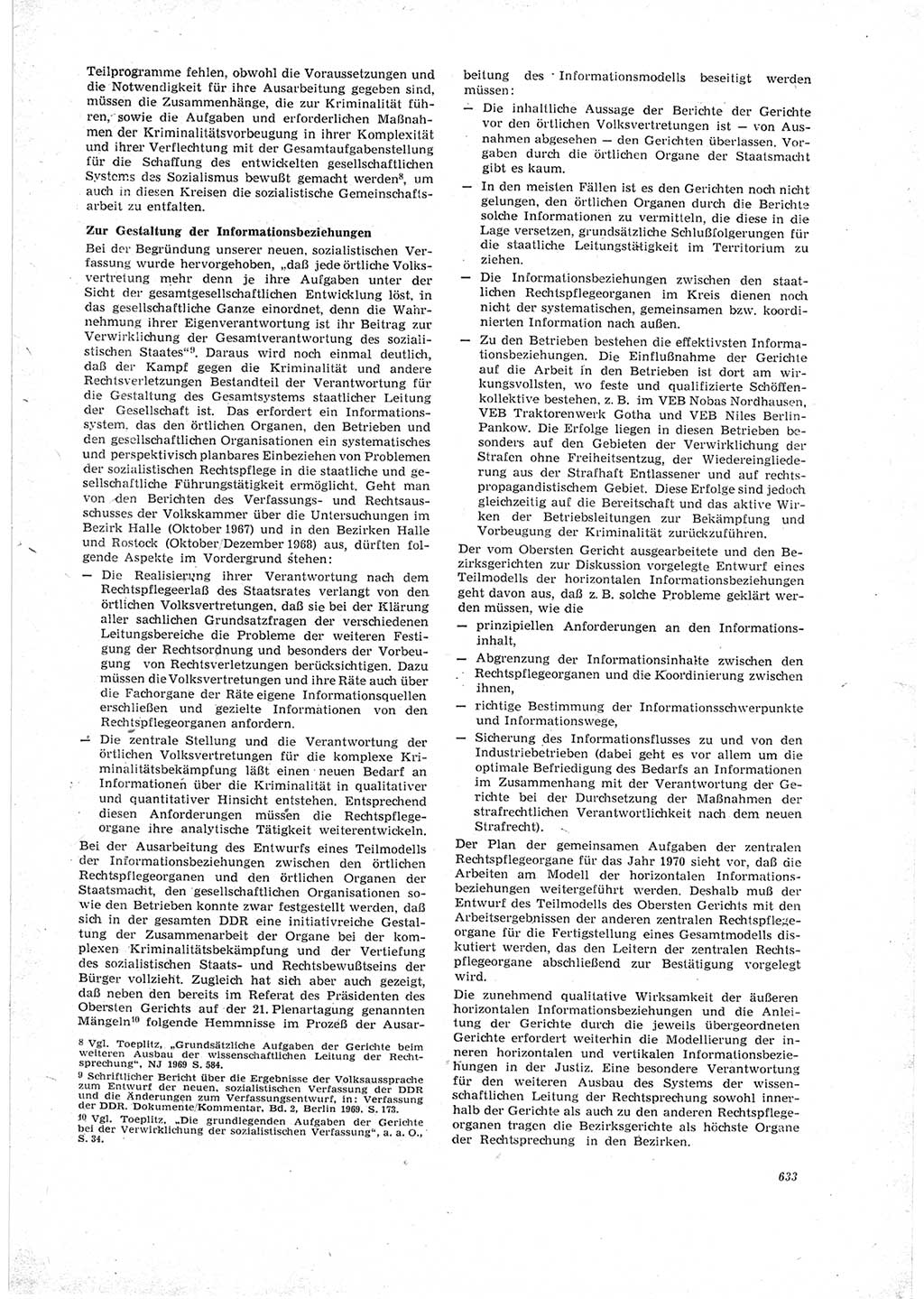 Neue Justiz (NJ), Zeitschrift für Recht und Rechtswissenschaft [Deutsche Demokratische Republik (DDR)], 23. Jahrgang 1969, Seite 633 (NJ DDR 1969, S. 633)