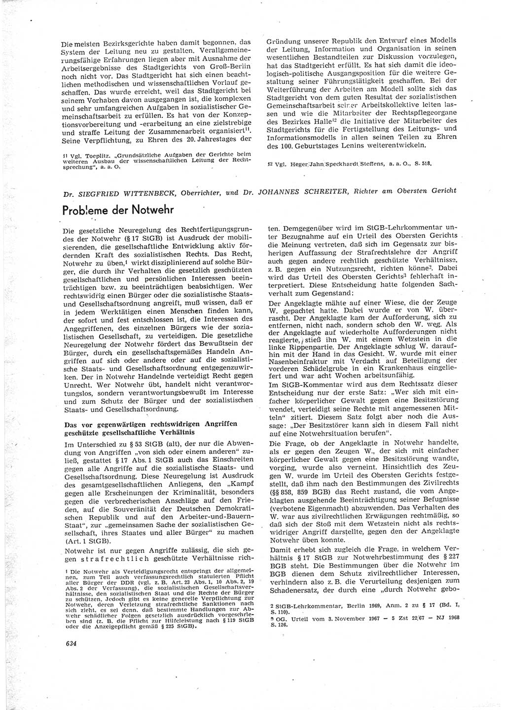 Neue Justiz (NJ), Zeitschrift für Recht und Rechtswissenschaft [Deutsche Demokratische Republik (DDR)], 23. Jahrgang 1969, Seite 634 (NJ DDR 1969, S. 634)