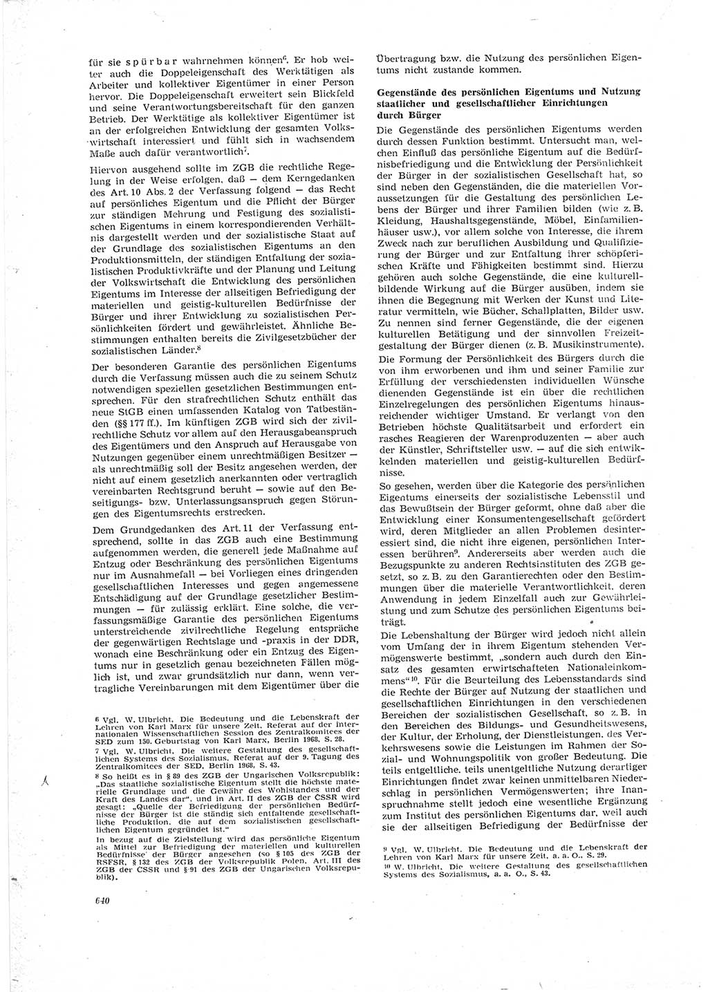 Neue Justiz (NJ), Zeitschrift für Recht und Rechtswissenschaft [Deutsche Demokratische Republik (DDR)], 23. Jahrgang 1969, Seite 640 (NJ DDR 1969, S. 640)