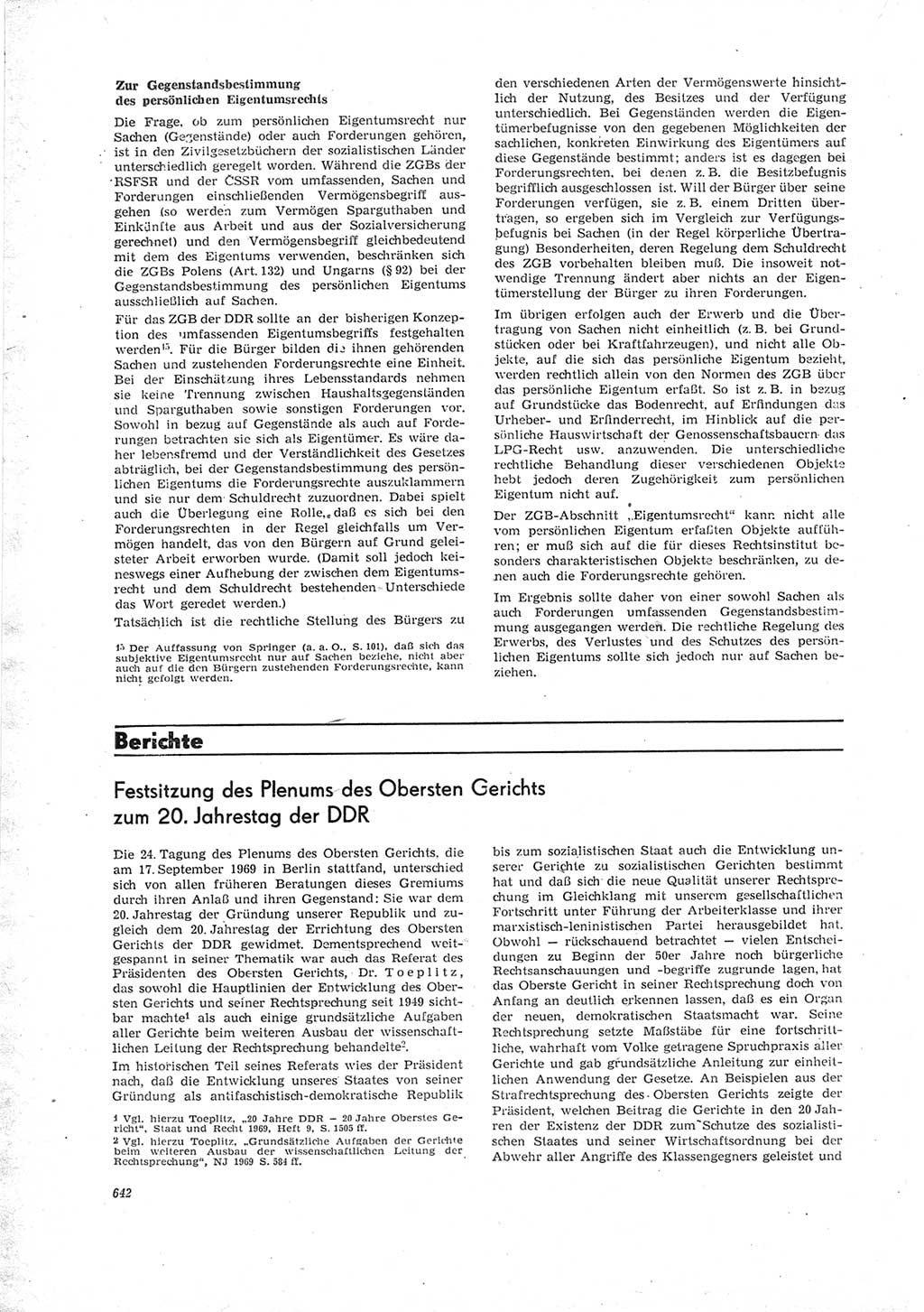 Neue Justiz (NJ), Zeitschrift für Recht und Rechtswissenschaft [Deutsche Demokratische Republik (DDR)], 23. Jahrgang 1969, Seite 642 (NJ DDR 1969, S. 642)