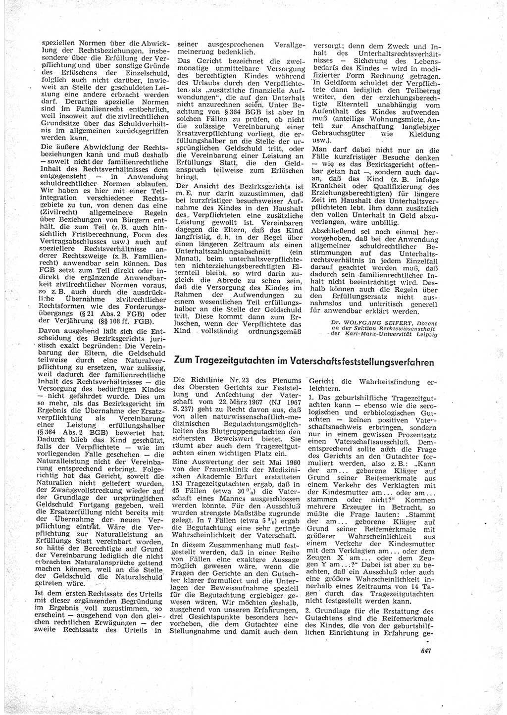 Neue Justiz (NJ), Zeitschrift für Recht und Rechtswissenschaft [Deutsche Demokratische Republik (DDR)], 23. Jahrgang 1969, Seite 647 (NJ DDR 1969, S. 647)