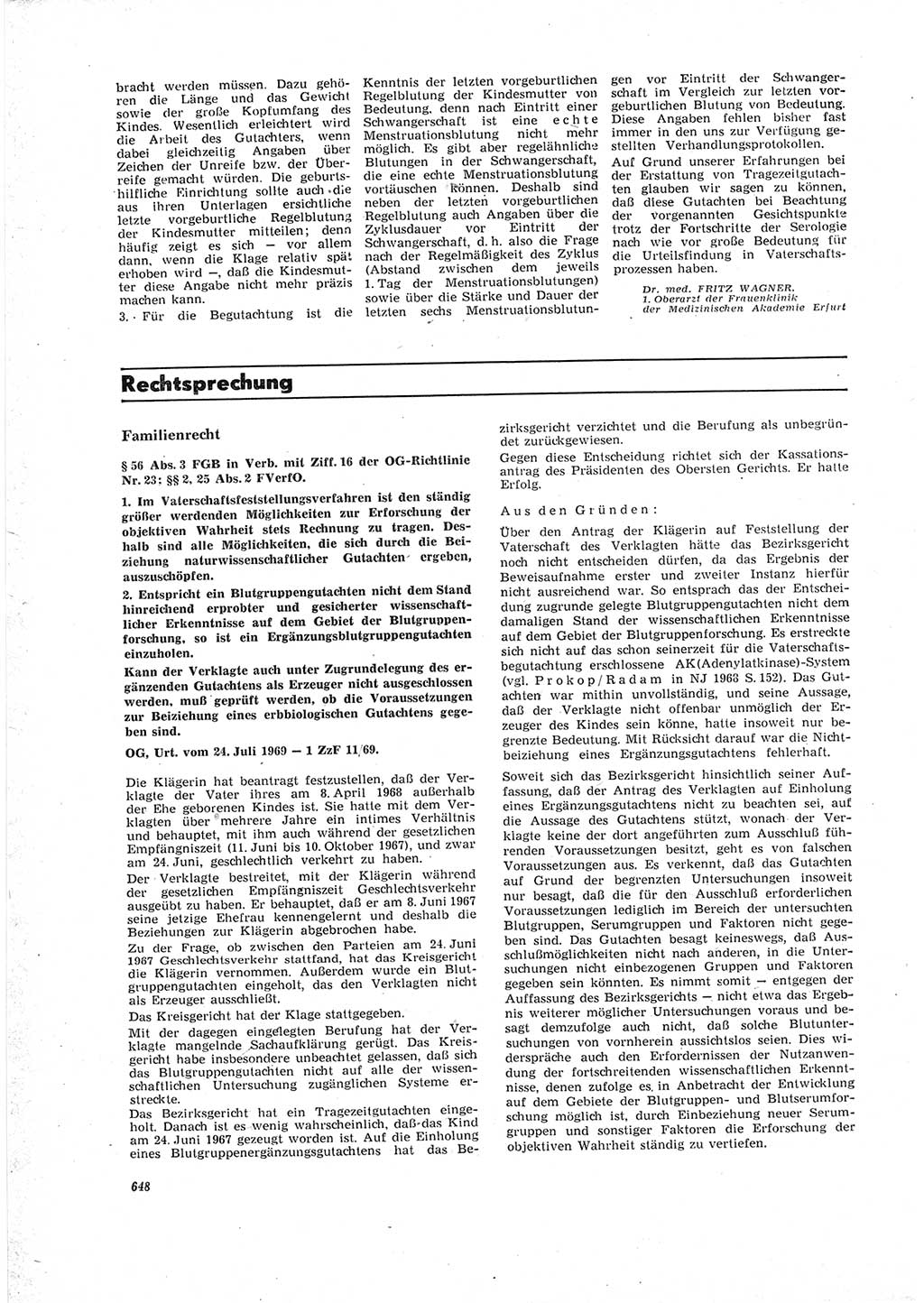 Neue Justiz (NJ), Zeitschrift für Recht und Rechtswissenschaft [Deutsche Demokratische Republik (DDR)], 23. Jahrgang 1969, Seite 648 (NJ DDR 1969, S. 648)