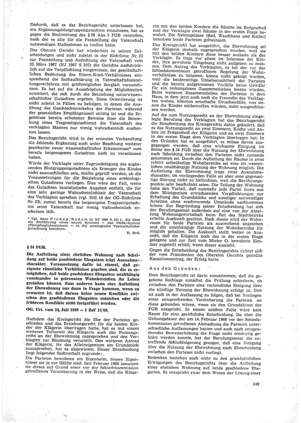 Neue Justiz (NJ), Zeitschrift für Recht und Rechtswissenschaft [Deutsche Demokratische Republik (DDR)], 23. Jahrgang 1969, Seite 649 (NJ DDR 1969, S. 649)