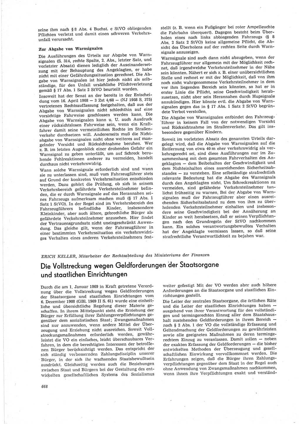 Neue Justiz (NJ), Zeitschrift für Recht und Rechtswissenschaft [Deutsche Demokratische Republik (DDR)], 23. Jahrgang 1969, Seite 668 (NJ DDR 1969, S. 668)