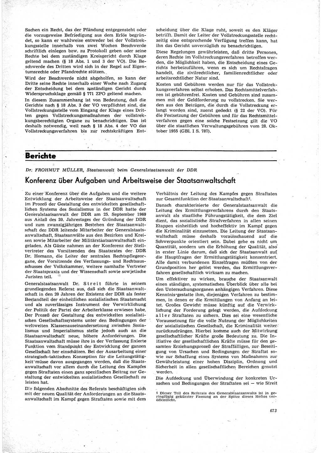 Neue Justiz (NJ), Zeitschrift für Recht und Rechtswissenschaft [Deutsche Demokratische Republik (DDR)], 23. Jahrgang 1969, Seite 673 (NJ DDR 1969, S. 673)