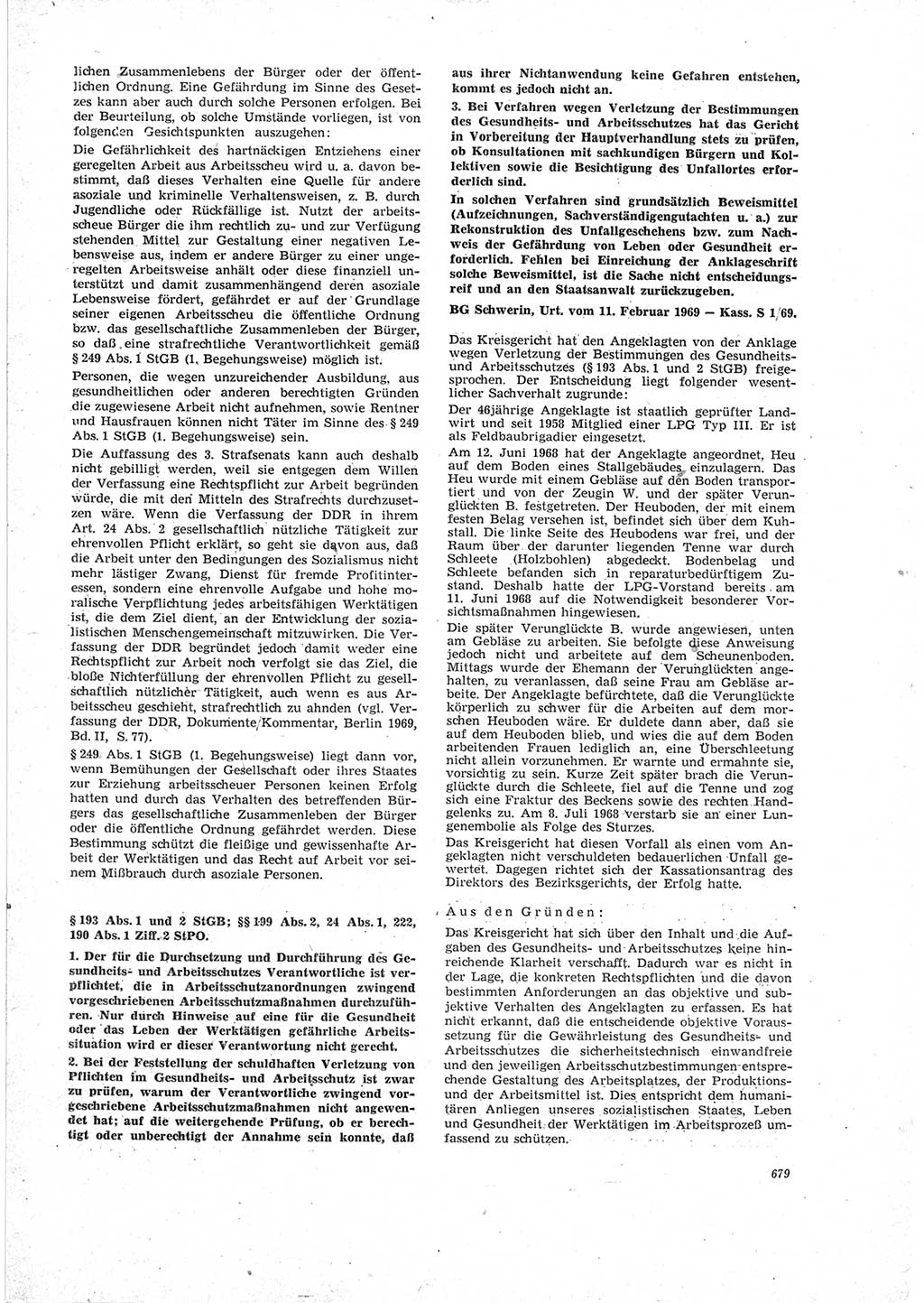 Neue Justiz (NJ), Zeitschrift für Recht und Rechtswissenschaft [Deutsche Demokratische Republik (DDR)], 23. Jahrgang 1969, Seite 679 (NJ DDR 1969, S. 679)