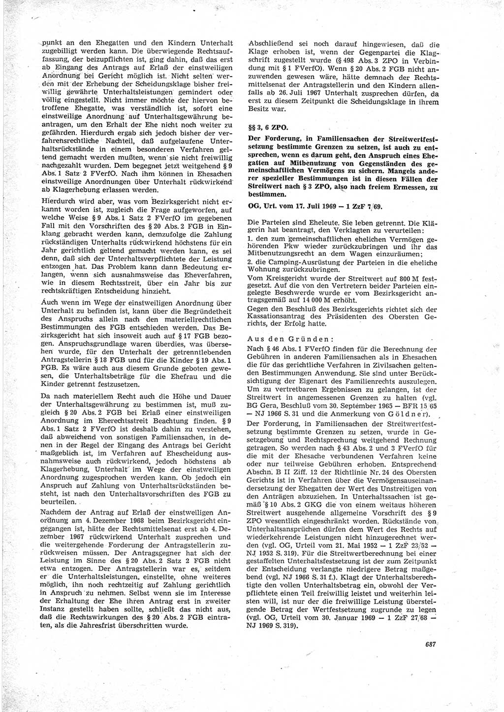 Neue Justiz (NJ), Zeitschrift für Recht und Rechtswissenschaft [Deutsche Demokratische Republik (DDR)], 23. Jahrgang 1969, Seite 687 (NJ DDR 1969, S. 687)