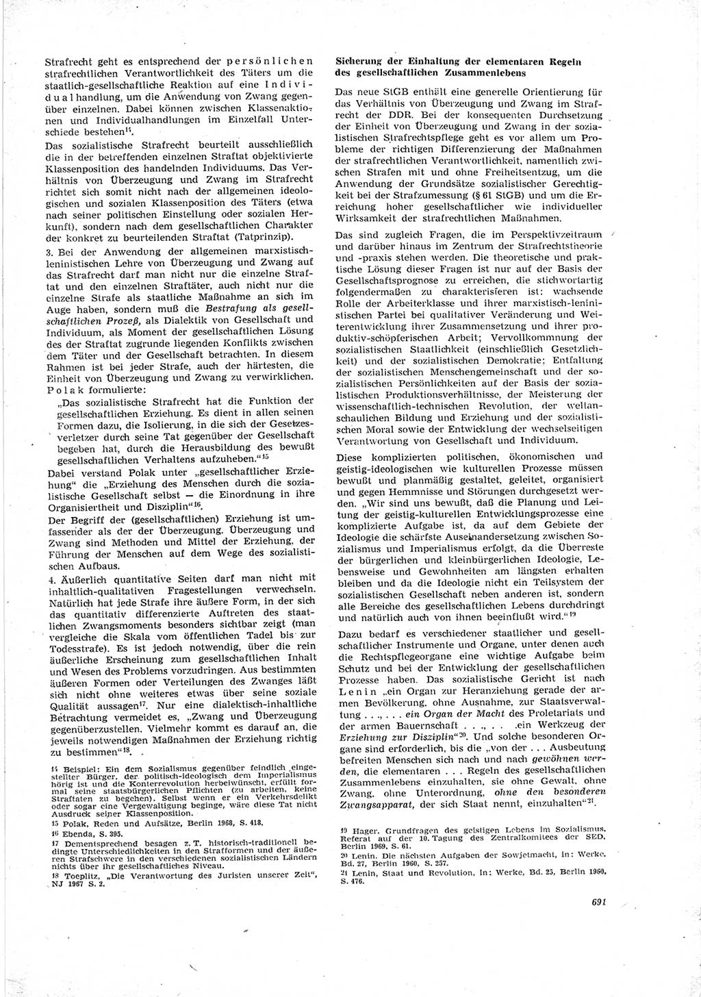 Neue Justiz (NJ), Zeitschrift für Recht und Rechtswissenschaft [Deutsche Demokratische Republik (DDR)], 23. Jahrgang 1969, Seite 691 (NJ DDR 1969, S. 691)