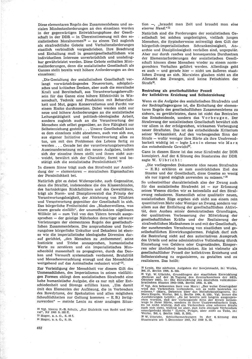 Neue Justiz (NJ), Zeitschrift für Recht und Rechtswissenschaft [Deutsche Demokratische Republik (DDR)], 23. Jahrgang 1969, Seite 692 (NJ DDR 1969, S. 692)