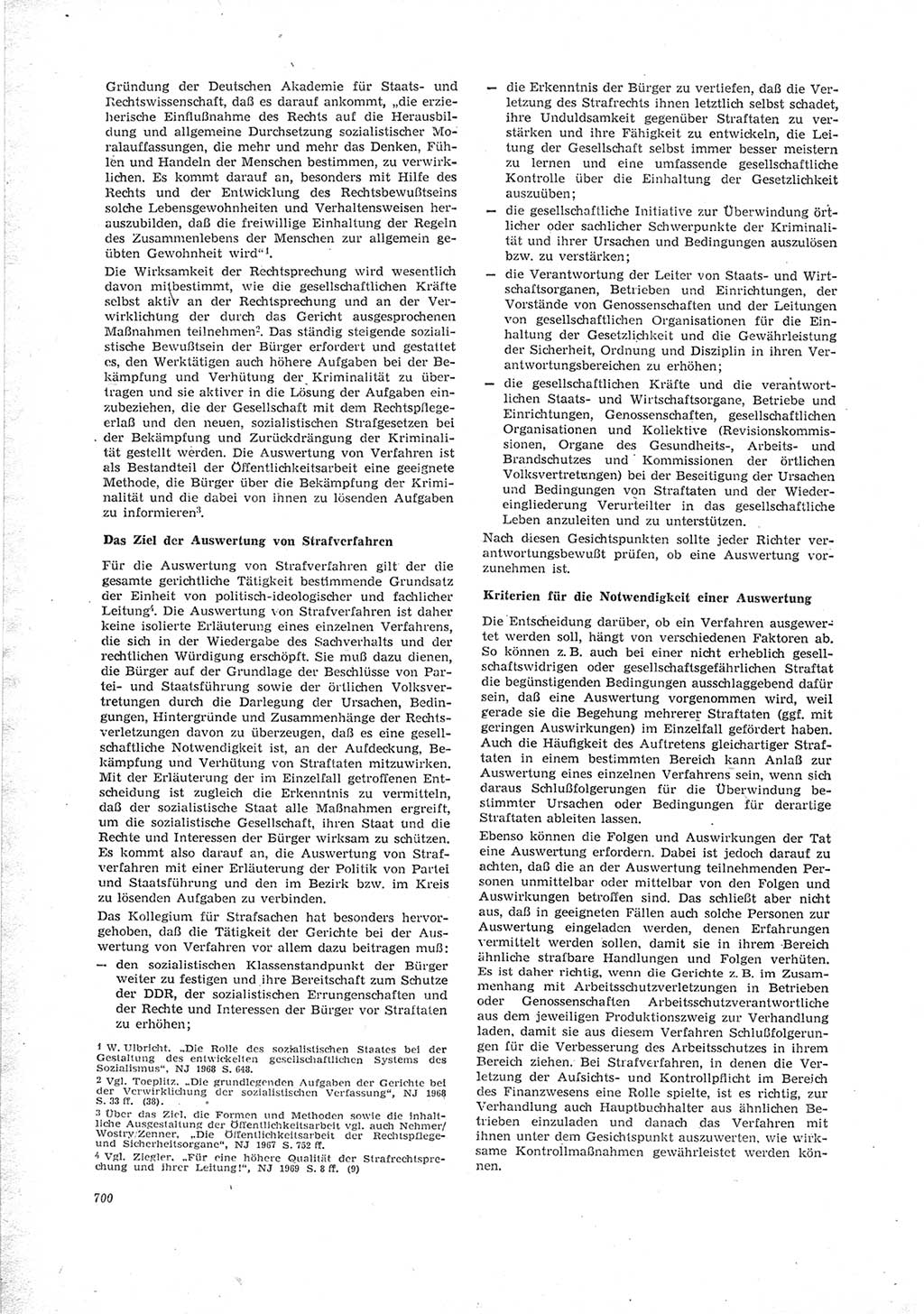 Neue Justiz (NJ), Zeitschrift für Recht und Rechtswissenschaft [Deutsche Demokratische Republik (DDR)], 23. Jahrgang 1969, Seite 700 (NJ DDR 1969, S. 700)