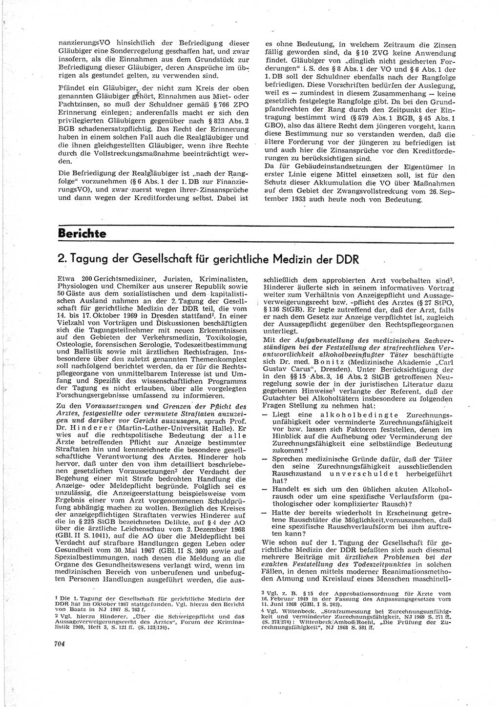 Neue Justiz (NJ), Zeitschrift für Recht und Rechtswissenschaft [Deutsche Demokratische Republik (DDR)], 23. Jahrgang 1969, Seite 704 (NJ DDR 1969, S. 704)